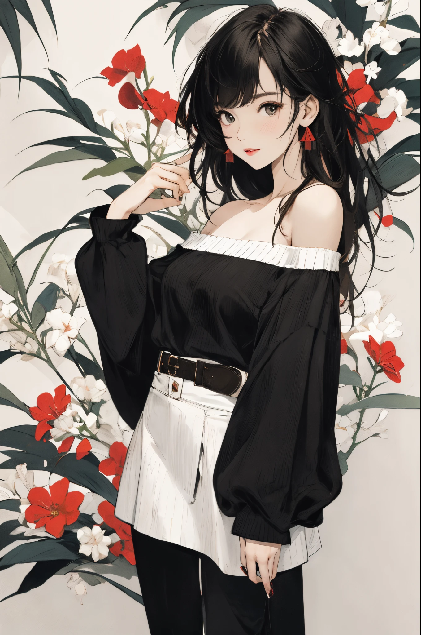 Off-the-shoulder attire,one-girl