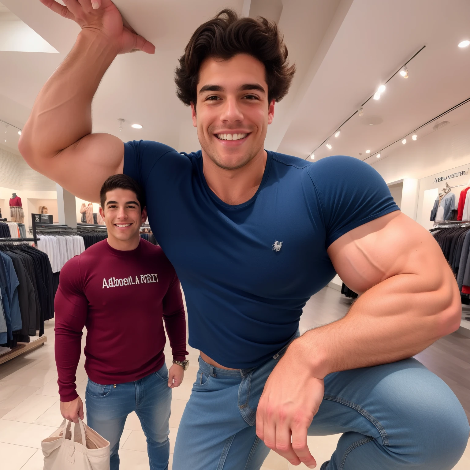 Adults at Abercrombie, giant, muscular, bodybuilder, tall
