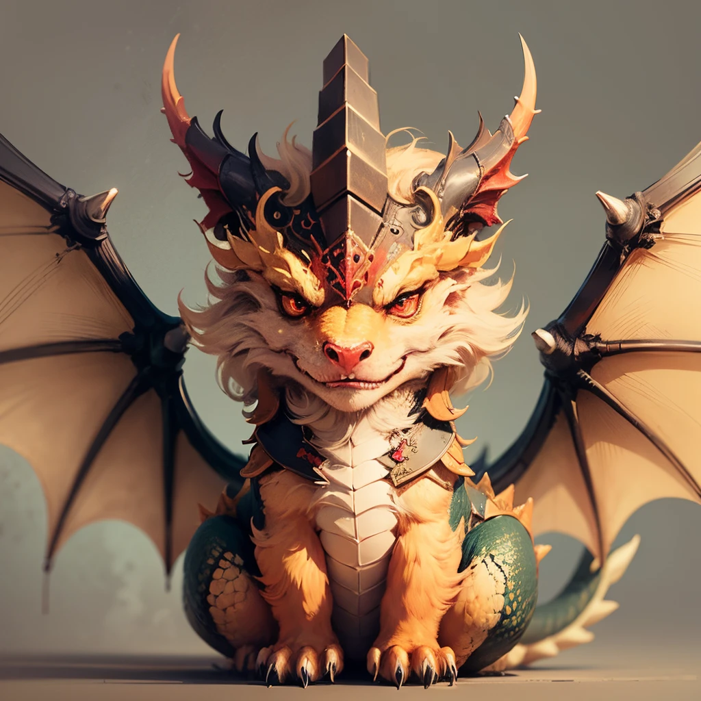A dragon Ul icon, The Chinese dragon has two wings, cute ，yellow，front symmetrical simple drawing  - --auto --s2