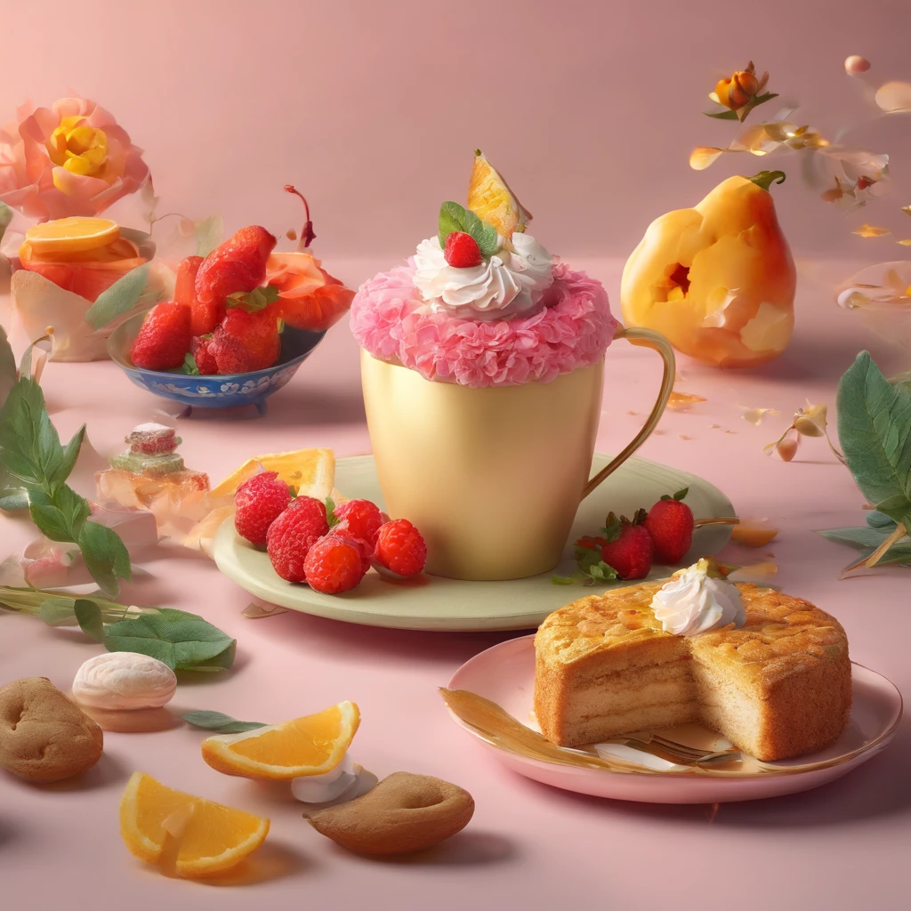 projected inset, Rococo style, hyper HD, masutepiece, ccurate, Super Detail, high details, awardwinning, High quality, 8K
(Close up of royal premium tea cup and whipped cream cake),(scoop,fresh flowers,Chocolate)(Perfect integration:1.37),Surrealist amazing food illustrations, amazing composition, Cooking Art Photography, Great food pictures, 3 Illustrations, Artwork Baking, cinema 4 d art, Authors:by Marie Bashkirtseff, made with photoshop, 3D Collage, 3 d epic illustrations, beeple. hyperphotorealism