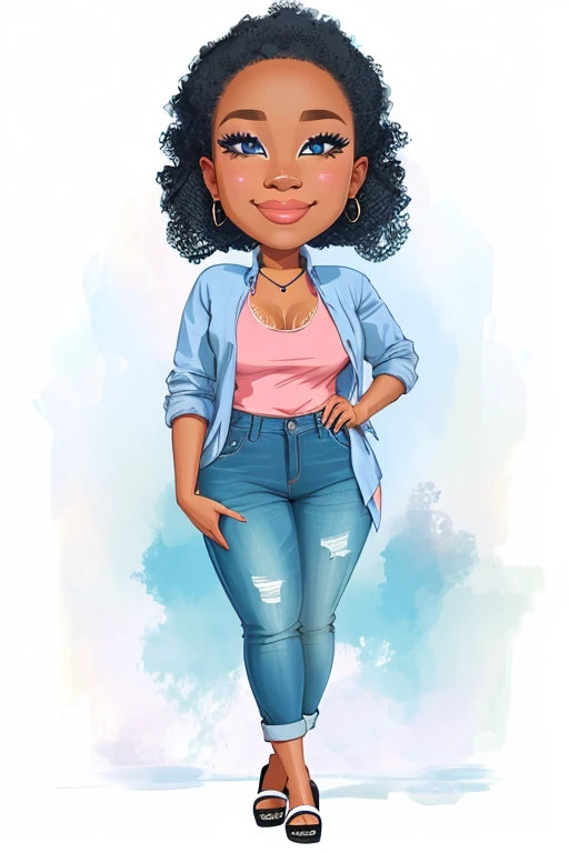 Illustration of a woman {afro} segurando uma sacola