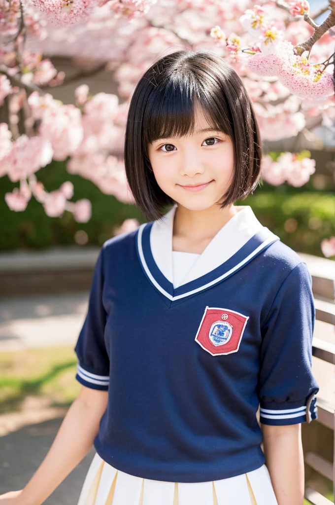 Japan Girl, Short hair, Black hair, Junior high school girl, Model, Idol, School Campus, Teen, Baby face, cute school uniform, girl with(14 years old), pantie shot,  cherryblossom, Traditional architecture of Japan, kawaii, (Bright and warm color palette:1.1), Natural lighting, Soft shadows, DELICATE DETAILS, (High resolution:1.2), Joyful expression, Friendship, zora々Energies、Takushi