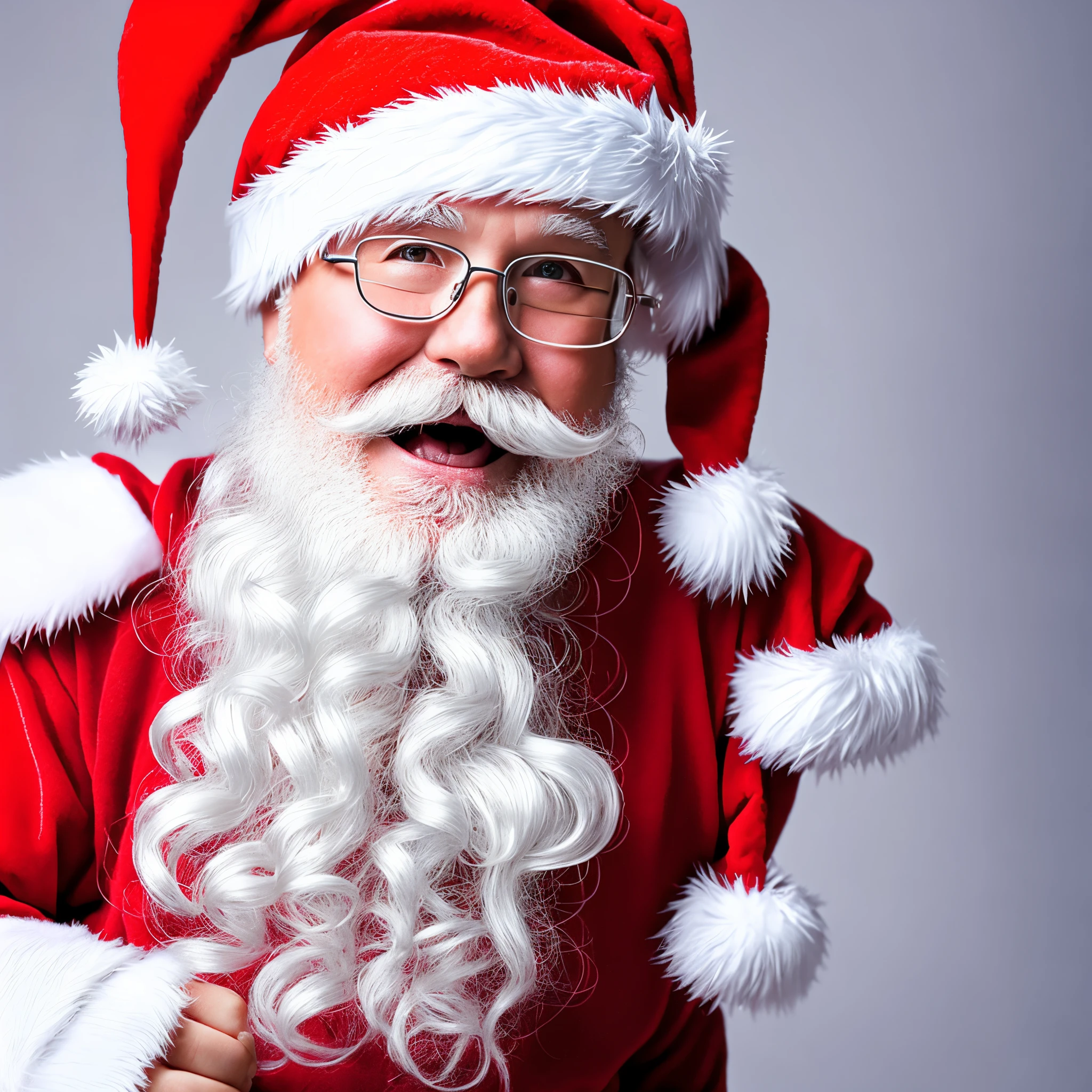 A cute santa with quote written , sharp/prickly , on a white background