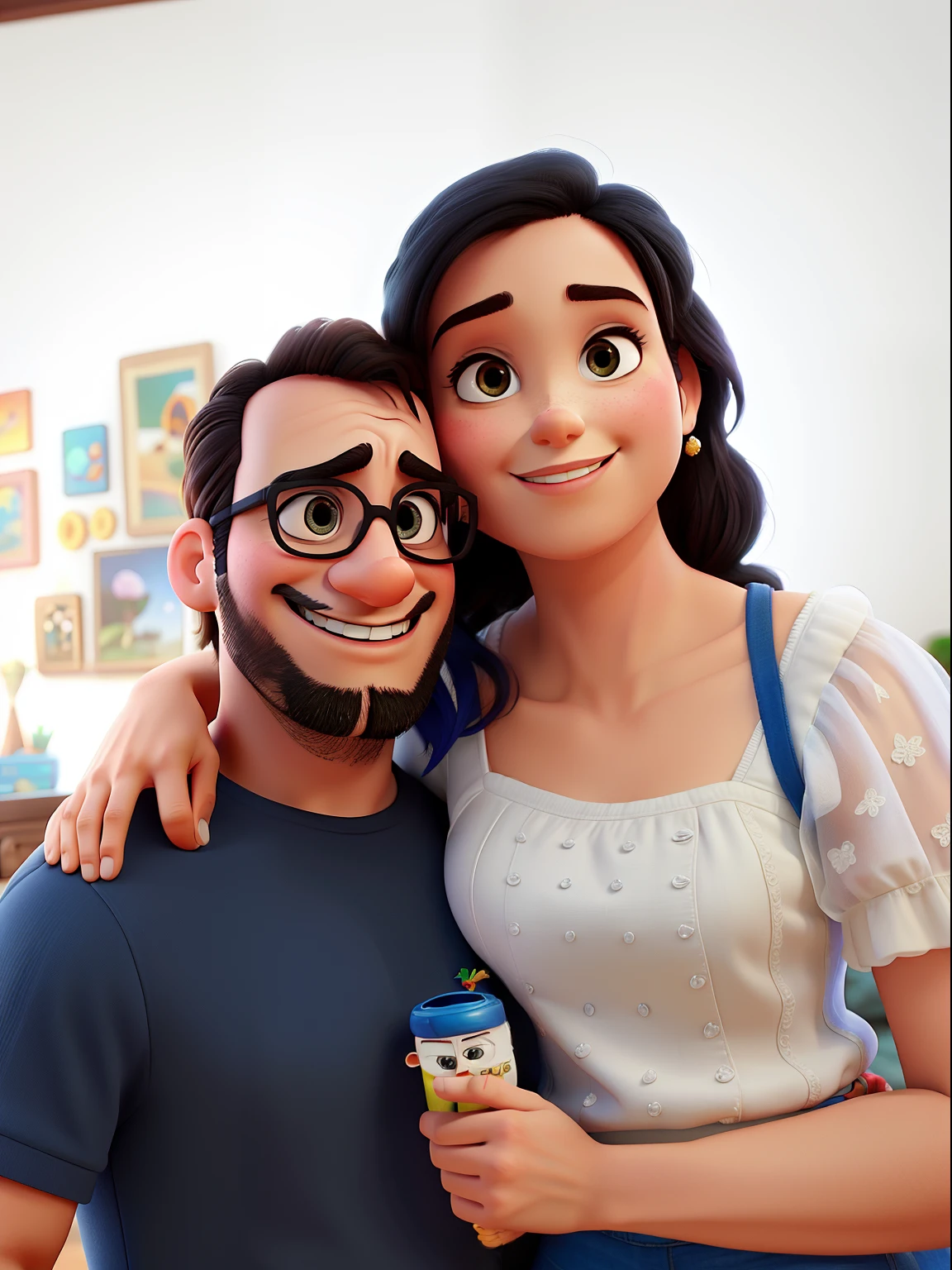 Marido y mujer, arte Pixar, Alta calidad, mejor calidad