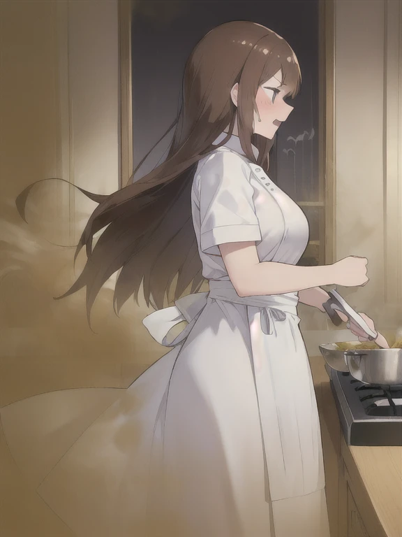 ((velocity)),Yellow smoke,Attacked by farts, (((Women a chef))),velocity,(Yellow smoke is rising),i&#39;i&#39;i&#39;i&#39;i&#39;i&#39;kitchen)),((One Woman)),((A girl smells a fart and gets scared)),(​masterpiece:1.2、top-quality)、(the Extremely Detailed CG Unity 8K Wallpapers、ultra-detailliert、Best Shadows)、(细致背景)、(The best lighting、extremely delicate and beautiful)、depth of fields、1girl in、独奏、facing the screen、closed her eyes,Women chef,Ephemeral,,(longhair),(brownhair)),((((Girl is surprised when she smells the bad smell of farts)))),outfit like a chef,((((profile facing diagonally)))),((i&#39;I opened my mouth in surprise....)),((Looking you)),((Scared look)),((massive ????)),((???? text)),((there a male looking her and get cough))