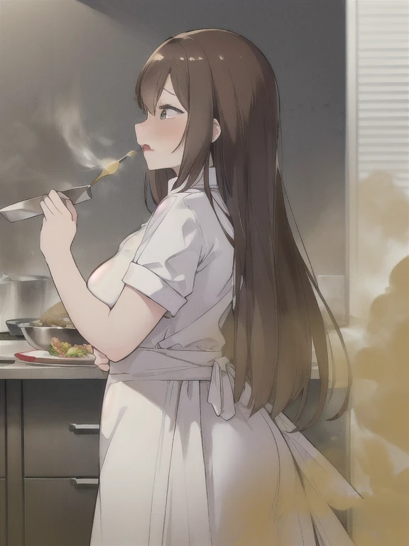((velocity)),Yellow smoke,Attacked by farts, (((Women a chef))),velocity,(Yellow smoke is rising),i&#39;i&#39;i&#39;i&#39;i&#39;i&#39;kitchen)),((One Woman)),((A girl smells a fart and gets scared)),(​masterpiece:1.2、top-quality)、(the Extremely Detailed CG Unity 8K Wallpapers、ultra-detailliert、Best Shadows)、(细致背景)、(The best lighting、extremely delicate and beautiful)、depth of fields、1girl in、独奏、facing the screen、closed her eyes,Women chef,Ephemeral,,(longhair),(brownhair)),((((Girl is surprised when she smells the bad smell of farts)))),outfit like a chef,((((profile facing diagonally)))),((i&#39;I opened my mouth in surprise....)),((Looking you)),((Scared look)),((massive fart)),(big fart),(loud fart),((fart text)),((there a male looking her and get cough))