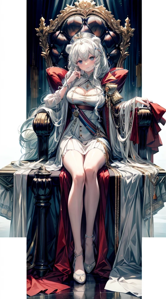 heterochromia, red left eye, blue white eye, Dominant,arknights,Rosa (arknight),White bear ears, polar bear girl,heterochromia,Queen,Large breast,Official art,Medium hair,Looking at viewer,teasing,Sitting on throne,mommy,soft smile,1girl, Masterpiece, best quality, hyper detailed, Cinematic light, intricate detail, highres, 8k, detailed eyelashes,white hair, fantasy, highly detailed background, long hair, detailed eyelashes, royal dress, crown, jewerly,full body, Official art,Medium hair,Looking at viewer,teasing,Sitting on throne,mommy,soft smile,1girl, Masterpiece, best quality, hyper detailed, Cinematic light, intricate detail, highres, 8k, detailed eyelashes, blue eyes, white hair, fantasy, aquatic eyes, highly detailed background, long hair, detailed eyelashes, royal dress, crown, jewerly,full body