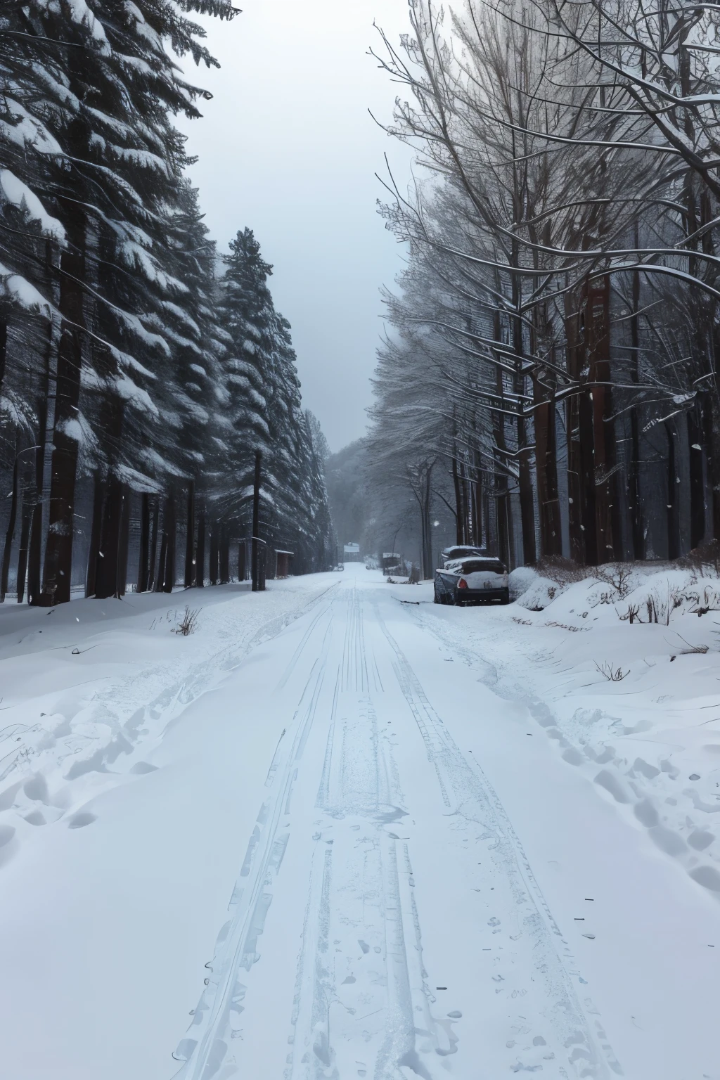 Snow-covered road、