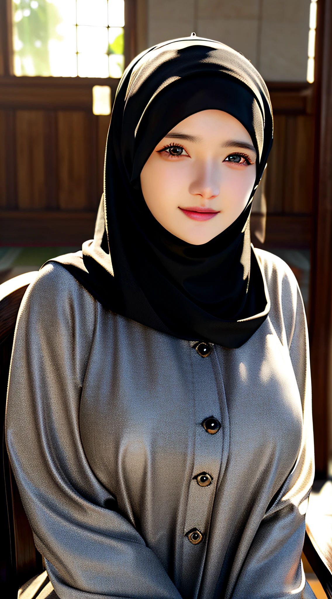 1girl, solo, beautiful face, high detailed realistic eyes, double eyelids, high detailed realistic pupils, (upon body from head to waist:1.36), (wearing hijab:1.37), (moslem headscarf:1.37), reading glasses, sitting alone on a long chair, amazing mosque park background, taj mahal, best quality, masterpiece, highres, black and white moslem female dress, Beautiful face, (upon body from head to waist:1.35), tyndall effect, photorealistic, dark studio, two tone lighting, 8k uhd, dslr, soft lighting, high quality, volumetric lighting, candid, Photograph, high resolution, 4k, 8k, Bokeh, (hyperrealistic girl), (illustration), (high resolution), (extremely detailed), (best illustration), (beautiful detailed eyes), (best quality), (ultra-detailed), (masterpiece), (wallpaper), (photorealistic), (natural light), (rim lighting), (detailed face), (high detailed realistic skin face texture), (anatomically correct), (heterochromic eyes), (detailed eyes), (sparkling eyes), (dynamic pose), (hair completely covered by the hijab:1.35), looking to viewer