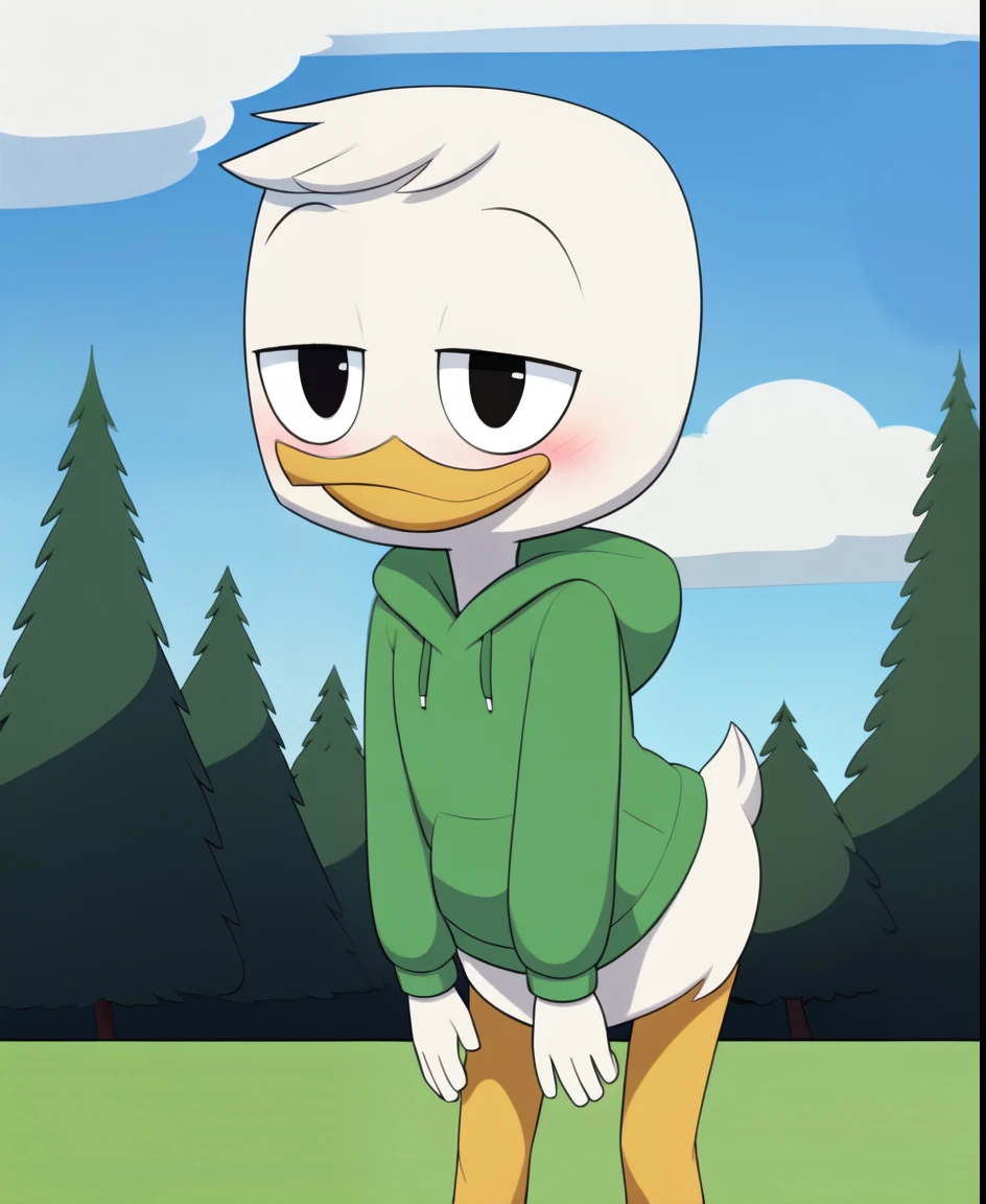 (by Drockdraw:1.2) (by chelodoy:1) (by ashraeli:1) Webby Vanderquack, White skin, White hair, orange legs:1.2, beak, DuckTales, tail shield, short hair, (wet:1.3) to walk, Laughing, Mouth open, language, dressed, webbed feet, eyes are open, three-quarter portrait:1.3, Eyeliner, smile, white body, young, nipples, standing, naked torso, pussy, ass, smiling, bend over, wet body, spread legs, pissing on viewer, pussy focus view, under view, back view 