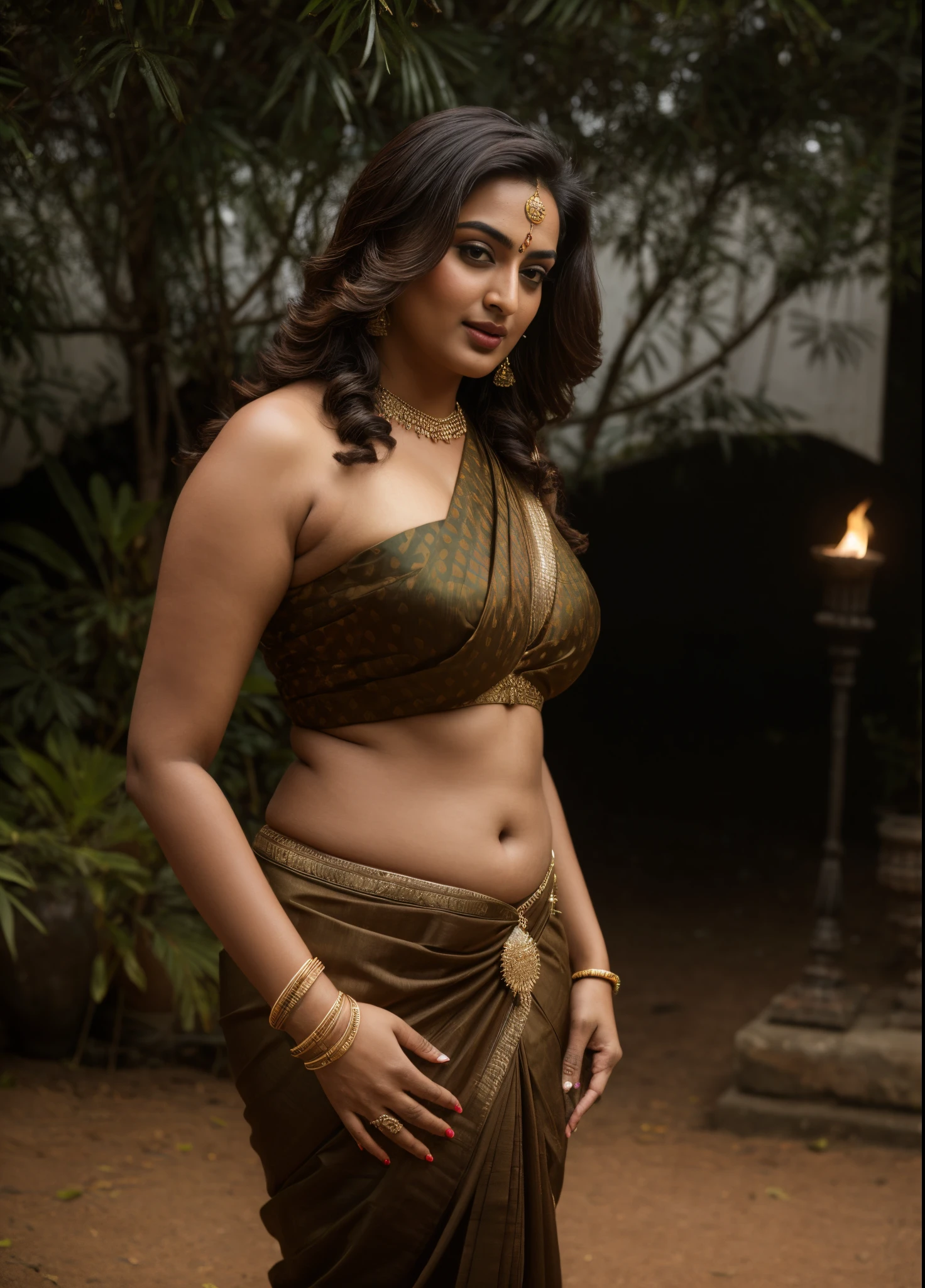 Foto RAW, photorealistic, photography, full body shot, master shot, goddess like beauty, perfect thick chubby mallu Desi aunty bhabhi, Wearing a Stanapatta, a chest-band.Saree model, model Photography, Indian saree shoot, Indian traditional wear advertising photography, traditional wear brand shoot, face of Indian actress Sonakshi Sinha, masterpiece, realistic, realism, incredible details, sensual pleasure, photorealism, detailed skin, skin pores, high contrast, photorealistic Artstation 8k HD digital art trend of high definition and detailed realistic skin texture, ultra detail, realistic skin texture, armature, best quality, ultra high definition, (photorealistic:1.4),, high resolution, detail, raw photo, Re sharp, by Lee Jefferies Nikon D850 Film Stock Photo 4 Kodak Portra 400 Camera F1.6 Lens Rich Color Ultra Real Realistic Realistic Textures Dramatic Lighting Unreal Engine Trending at Art Station Cinestill 800,(pele altamente detalhada: 1.2), 8k UHD, DSLR, soft-lighting, alta qualidade, grain of film, Fujifilm XT3,she didn't like to wear blouse or bra, she is happy to wear only saree, she hates blouse or bra,