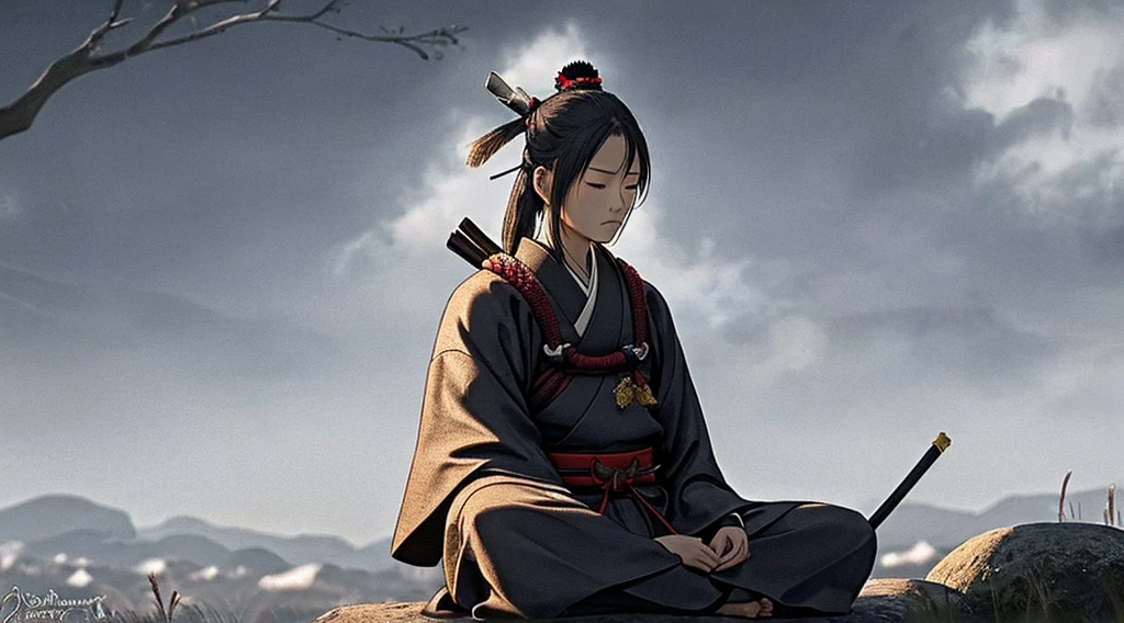 Samurai meditating