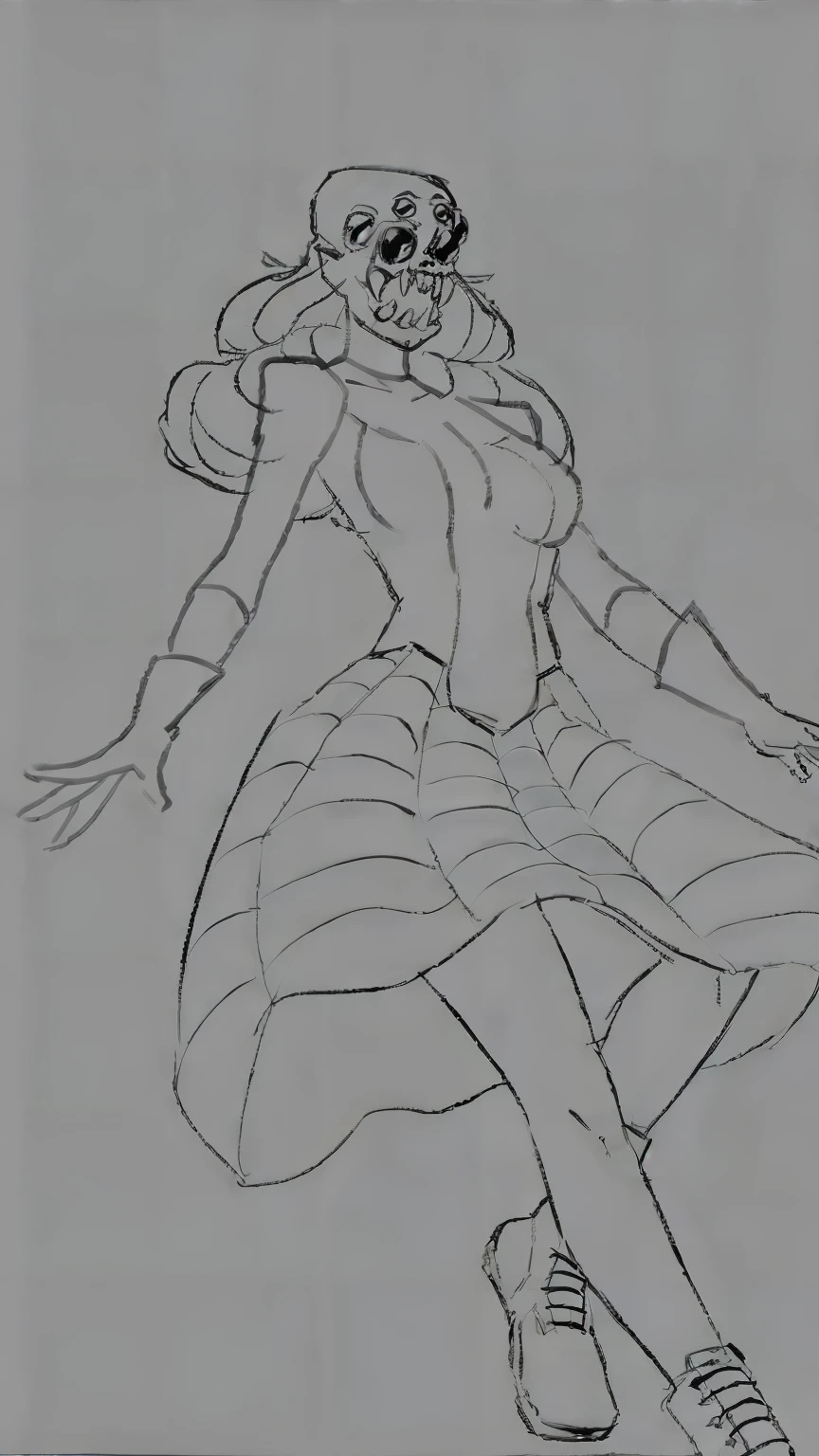 un dibujo de una mujer con un vestido sentada en una silla, boceto de esquema, Concepto de cuerpo completo, Concepto detallado de cuerpo completo, Lineart limpio, Boceto lineal, Boceto conceptual, Boceto aproximado, Boceto antiguo, Esquemas de anime limpios, Lineart simple, pose casual, Arte lineal, cuerpo completo!! dynamic pose, dynamic pose perspective, dynamic perspective pose, Contorno grueso