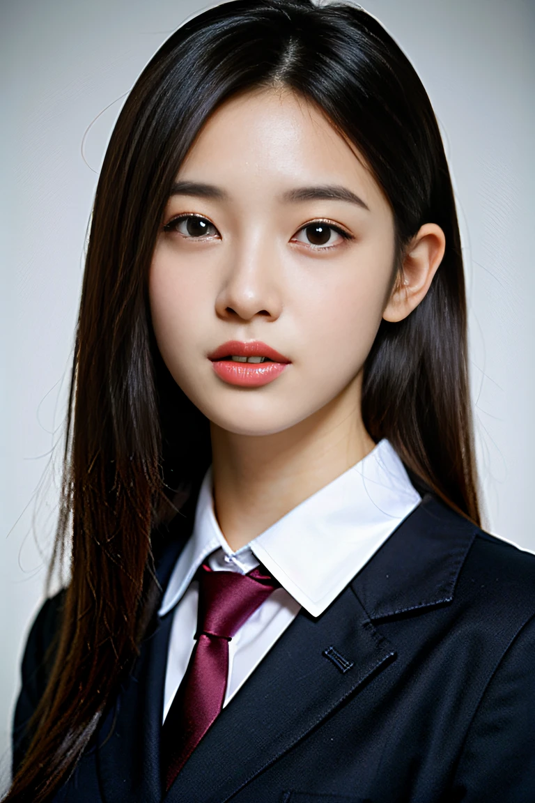 Korean girl walks through school，Schools，White wall，Gray table， （（（tmasterpiece）））， （（best qualtiy））， （（intricate detailes））， （（Ultra-realistic realism））， Ridiculous resolution， A MILF， Mature Woman， see -through， ighly detailed， illustratio， 1girll， （（Large breasts））， perfect hand， Detailed finger， Beautiful detailed eyes， Long grey hair， with brown eye， Name badge， vd， （Korean School Uniform：1.2）， school blazer， School Shirts， skirt by the， Long School Tie， 耳Nipple Ring， detailedbackground， Bedrooms， perfect  eyes， mesmerizing eyes， looking at viewert， From the front