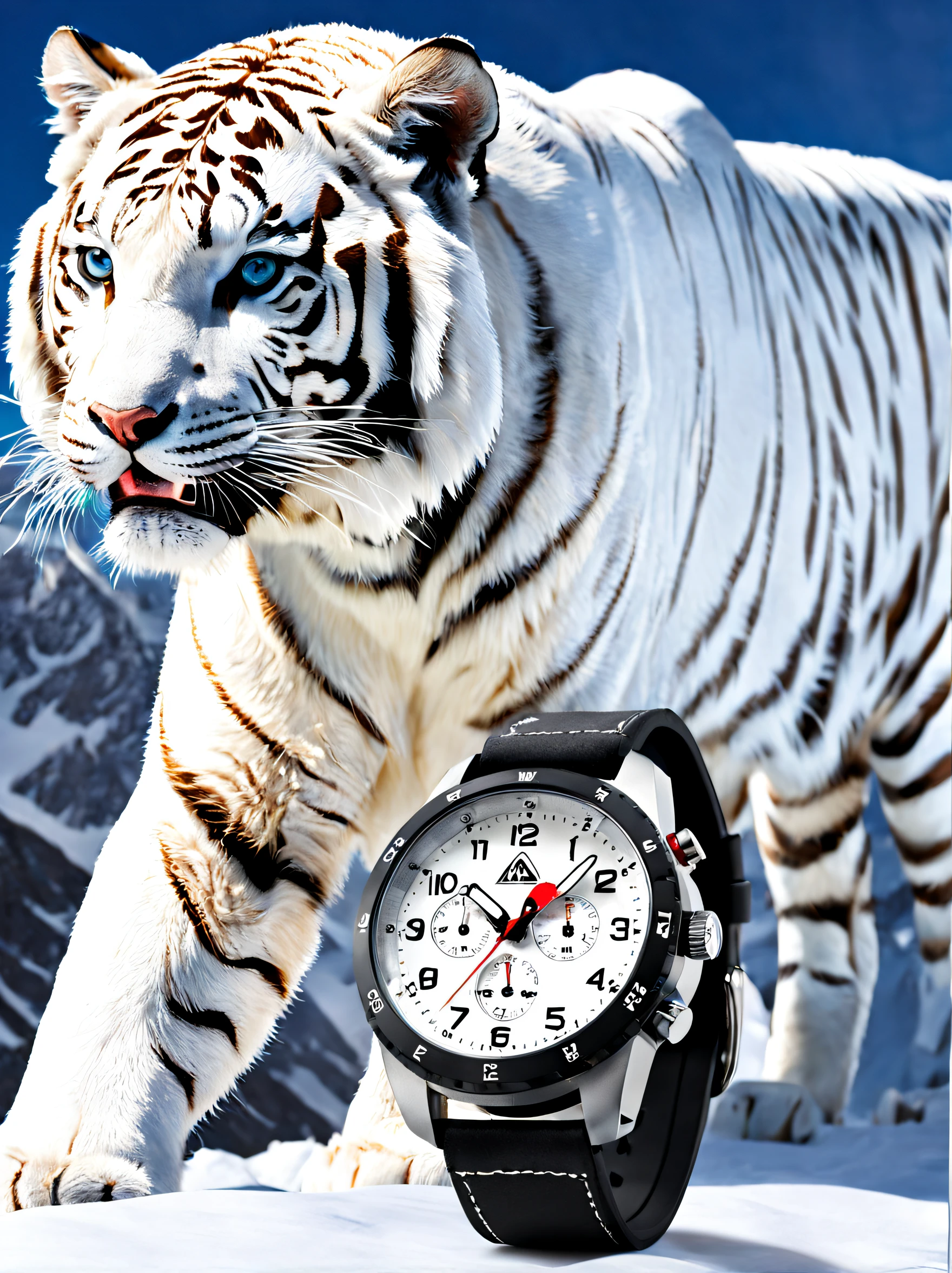 Product design，Poster design，（Little White Tiger Creative Mountaineering Watch），