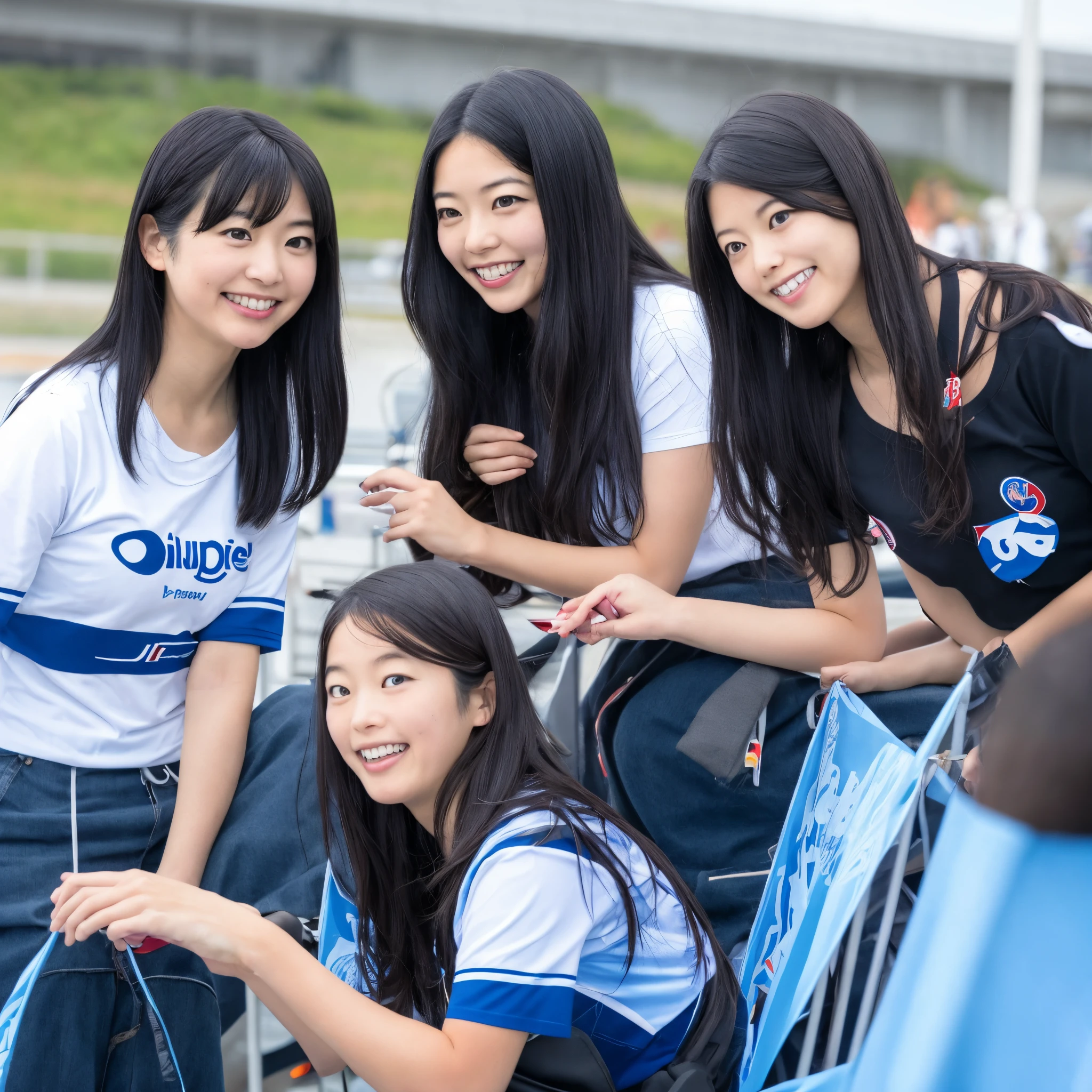 Tomoko and her teacher watching the Blue Impulse flight display