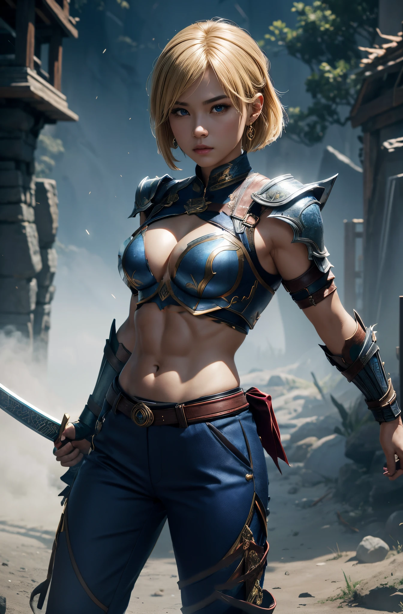 8K,Blue and black chest armor,Super precise pattern work,超A high resolution,A hyper-realistic,