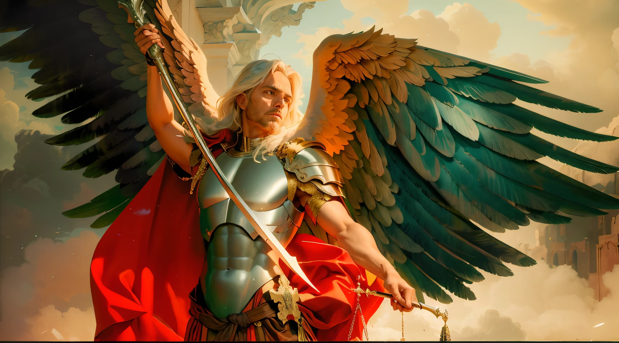 um homem com uma espada e asas, Arcanjo Miguel, saint michael the angel, arcanjo, totalitarian socialist angel, Directed by: Evelyn De Morgan, Michal, biblical accurate angel, Directed by: Eugene Zak, Directed by: Aleksander Gierymski, Directed by: Bernard Meninsky, anjo protegendo o homem, Directed by: Nicolau Marsicano, Lucifer's, Justice