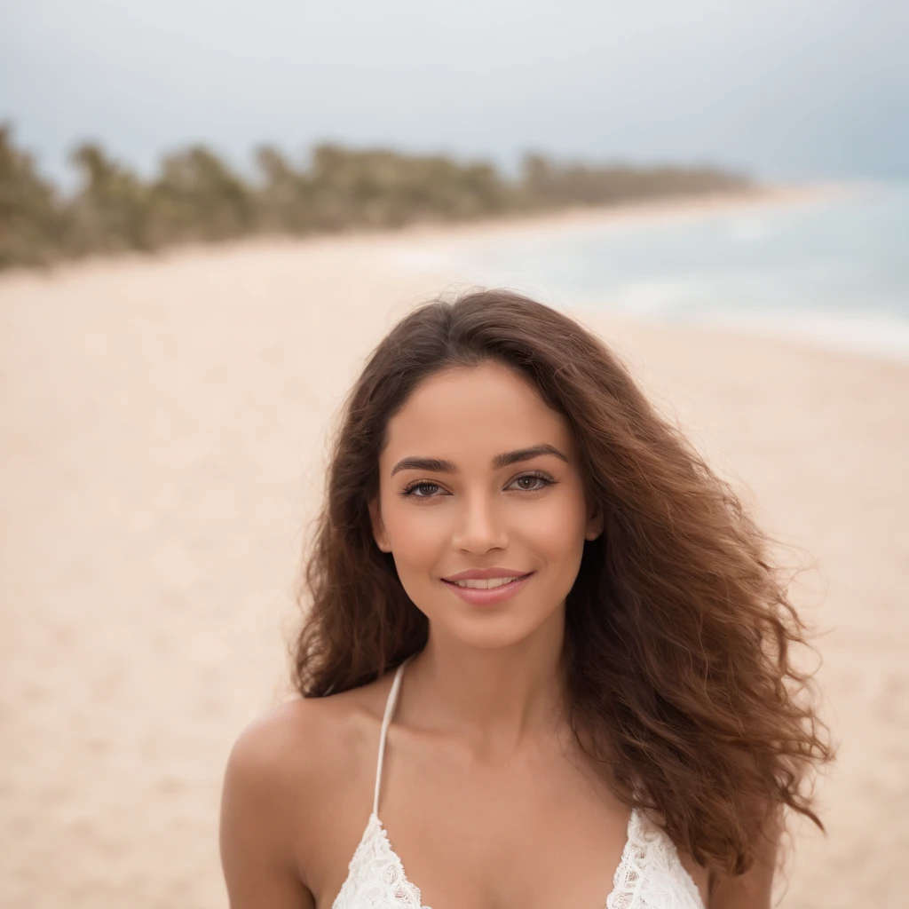 "Image ultra-réaliste d’un magnifique Sud-Africain de 20 ans, Peau de caramel, visage parfait,porter un bikini blanc, moyenne poitrine, maigre, Taille ultra fine, cheveux noirs, cheveux afro bouclés , Os gigantesques de la hanche, debout sur le balcon, Face à la plage du Cap, Souriant, Yeux bruns perçants."