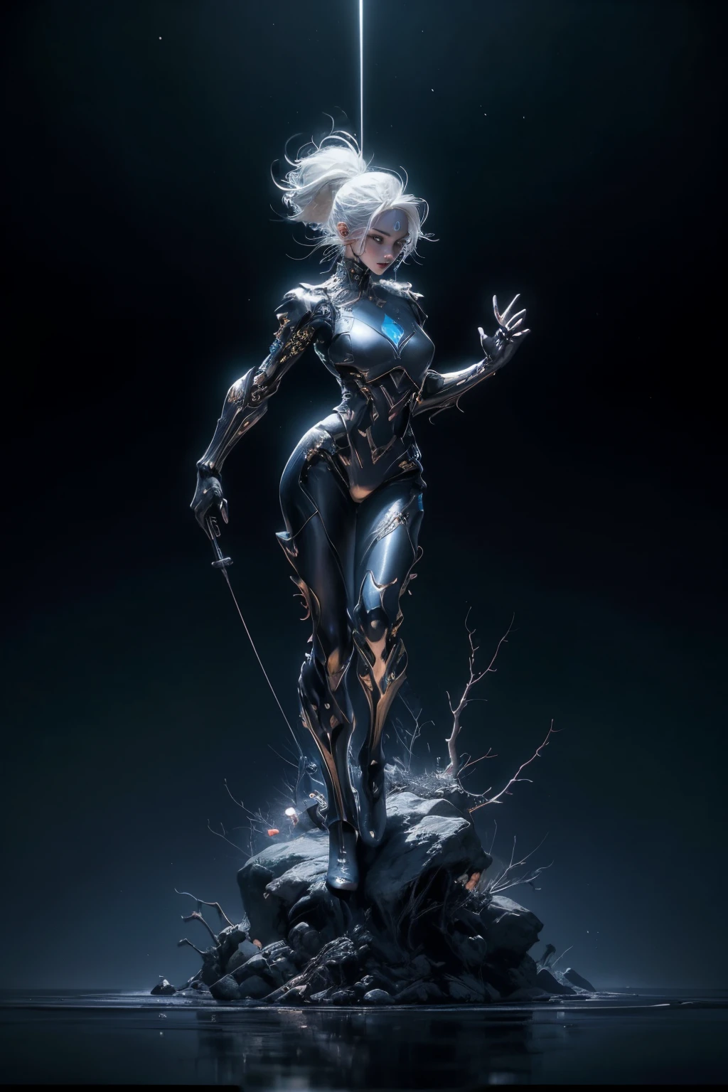 ticker mechanism, Beautiful eyes, Upper body, (Mechanic Armor), Portrait、abyss、Lightning from Kaleidoscope Hand、flying though the air、flawless、Neon light, 8K, raw, Best Quality, masutepiece, 超A high resolution, Colorful, (medium wide shot), (Dynamic perspective), foco nítido , (depth of fields, Bokeh:1.3), extremely detailed eye and face,ninjartist, Beautiful detailed eyes、Black gold, Trimmed gear:1.2), ((masutepiece, Best Quality)), Detailed background, Inside the spacecraft、Hold your weapon、(Gray hair)、brue eyes、poneyTail、dirty、bio luminescent、lots of crescent moons、Photographed with Canon R5、Dark Fantasy,masterpiece,connected to the plug、spectrum、Space City、Highly detailed beautiful porcelain profile female android face、Complex 3D rendering of a headset、cyborgs、roboticparts、150mm、Beautiful studio soft lights、Rim Light、Vivid details、luxuriouscyberpunk、Ren Hao、surrealistic、Anatomical、face muscles、cable electric wires、microchips、elegent、beatiful backgrounds、octan render、HR Giger Style、8K、top-quality、masterpiece、illustratio、extremely delicate and beautiful、ighly detailed、nffsw ,Unity ,wall-paper,magnifica, Attention to detail, masterpiece,top-quality,Official art,Highly detailed ticker Unity 8K wallpapers、机器人、Silver Halmet、((full body Esbian))