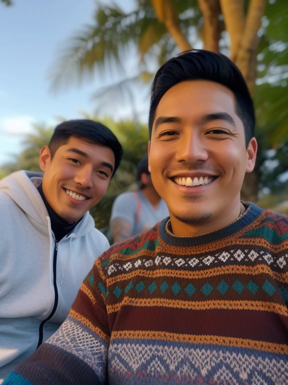 There are two men who are sitting next to each other, Pablo Carpio y Jordan Grimmer, Mars Ravelo y Greg Rutkowski, two young men, Carlos Huante y Doug Chiang, Quechua!!, Josan Gonzalez y Tyler Edlin, Imagen de avatar, Jin Shan y Ross Tran, both smiling for the camera, Tomada en Go Pro Hero8, gay