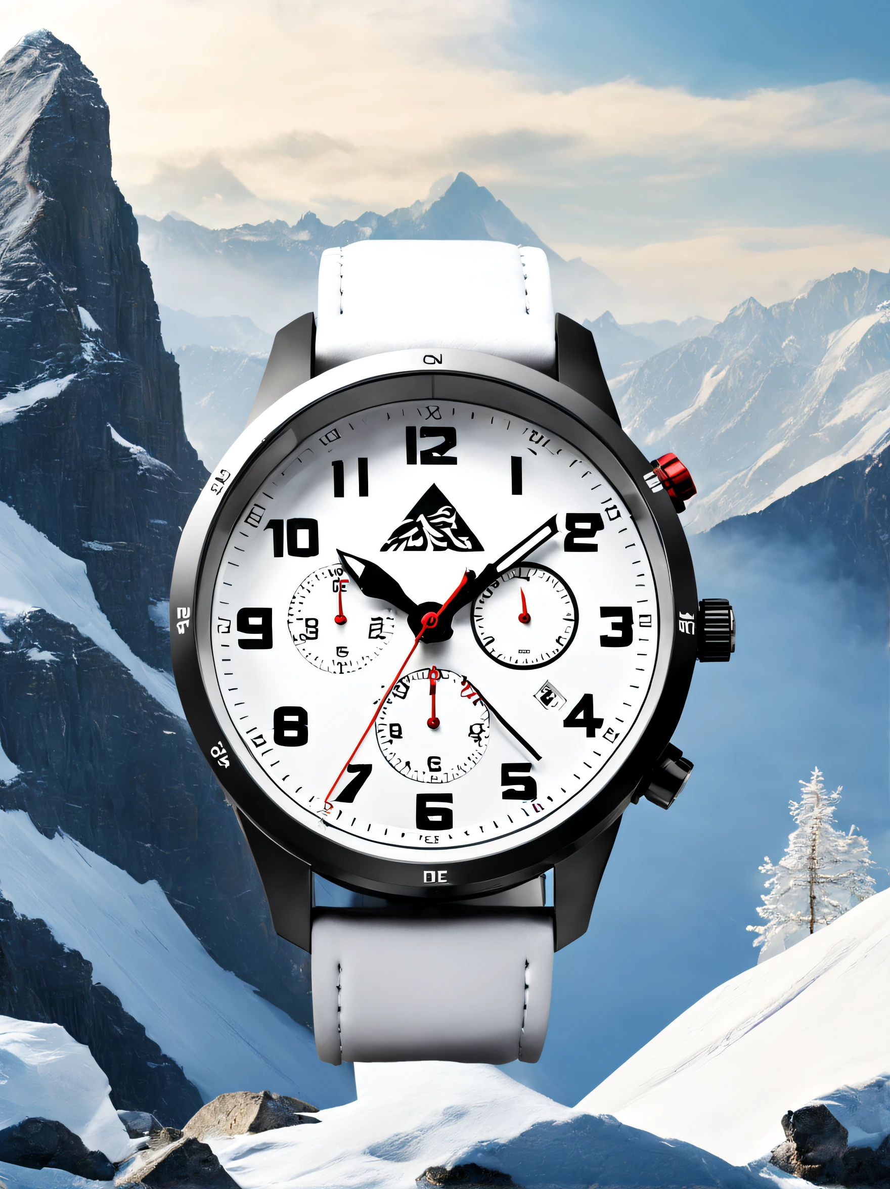 Product design，Poster design，（Little White Tiger Creative Mountaineering Watch），3 Rendering