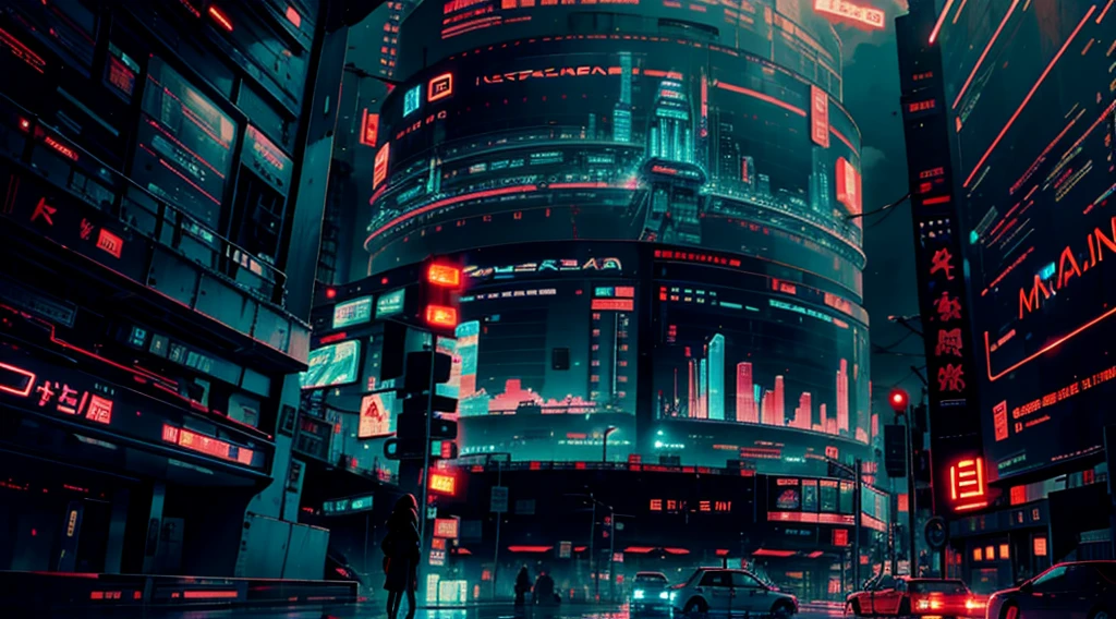 Makima standing, observing your technological city, computadores, Tecnologia, Neon light