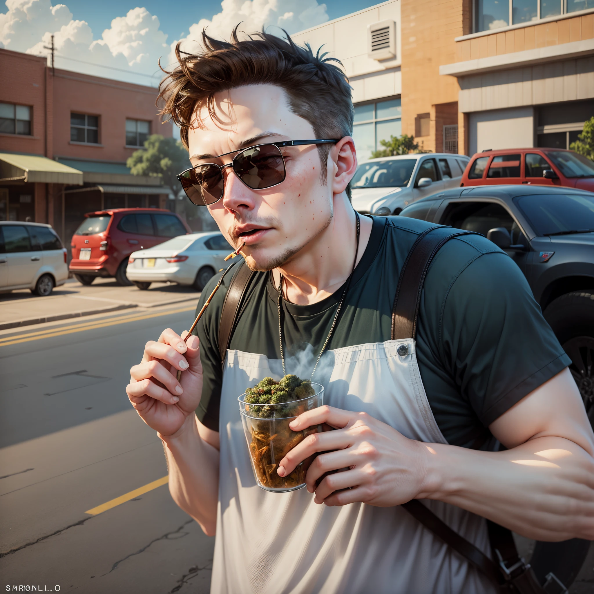 elon musk, realistic, smoking weed --auto --s2