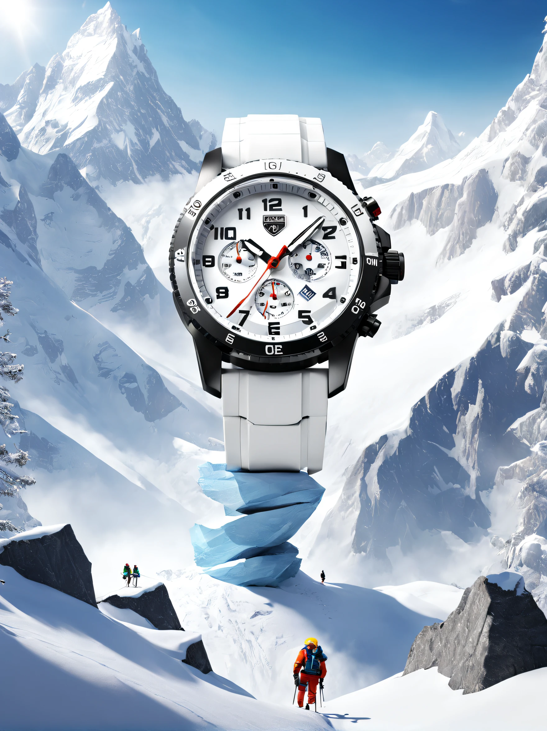 Product design，Poster design，Very unified CG scenes，（White Tiger Creative Mountaineering Watch），3 Rendering，c4d