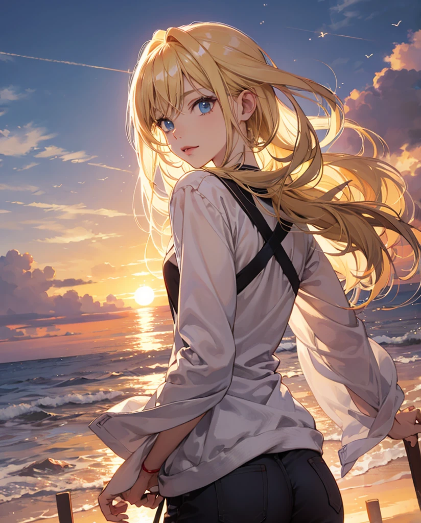sunset gal blonde anime face