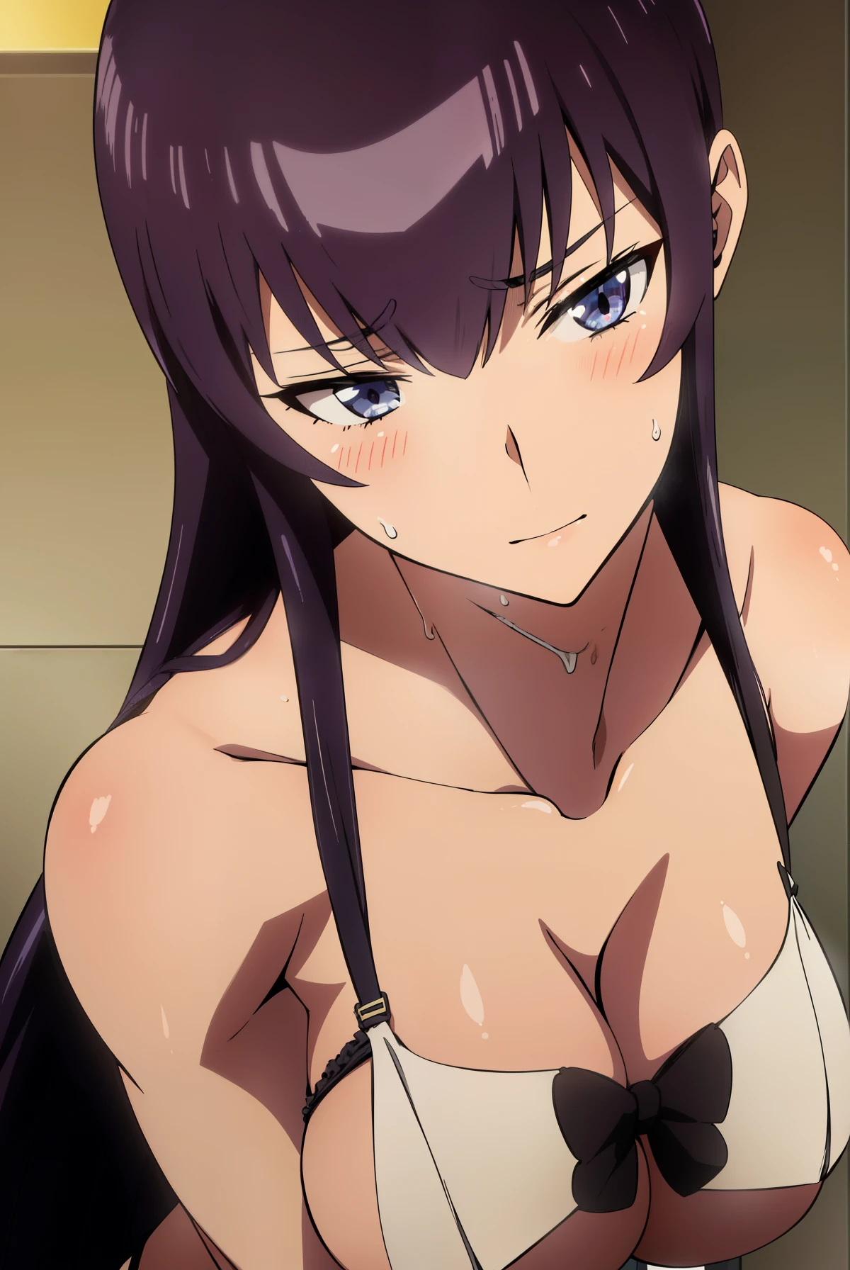 (La mejor calidad,4k,Altas Resoluciones),(realista:1.37),Saekobusujima,Shy and blushing,sexy,Brazos cruzados,uniforme transparente mojado,Black lingerie,falda corta,Medias negras largas,Wet,empapado,sentado en un barco,Agua,
(Cuerpo completo,anime),(vivid colors),(Soft lighting)