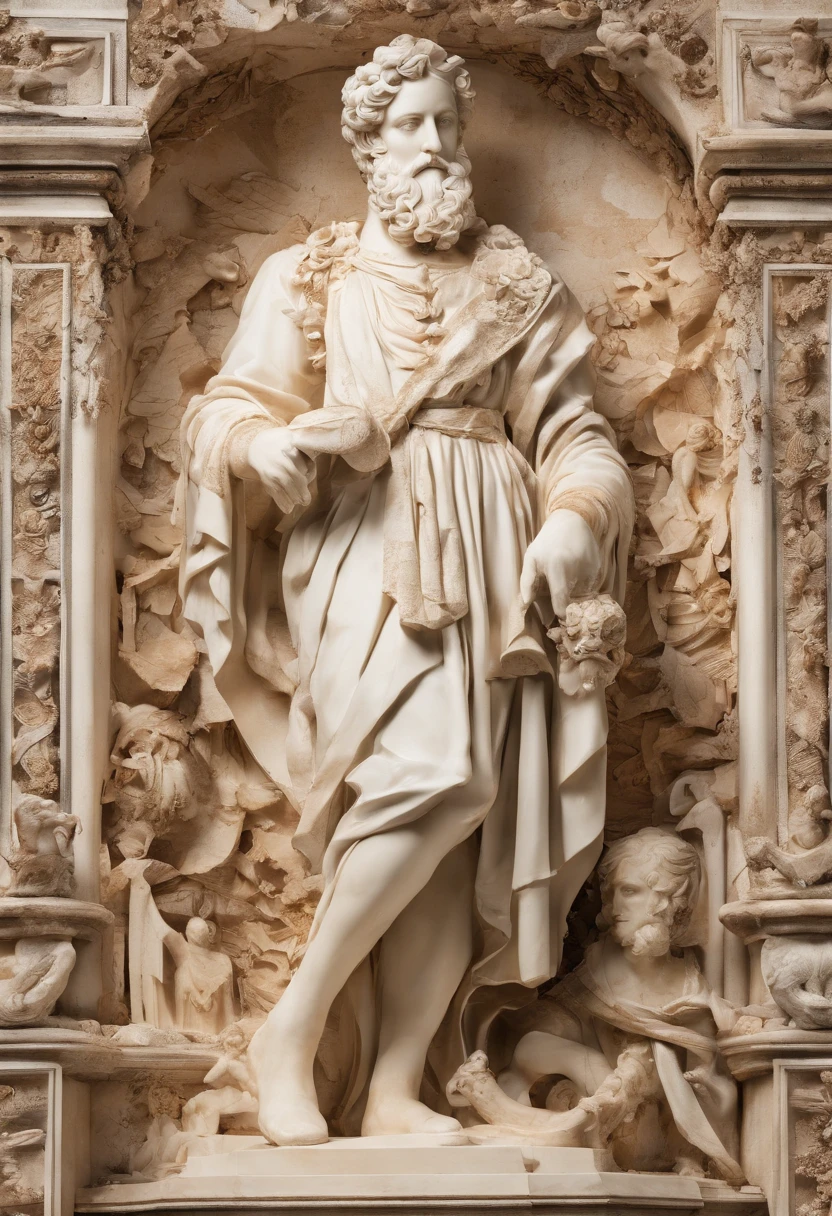 Ivory statue of a man in the style of Renaissance statues. An art in the form of a sketch