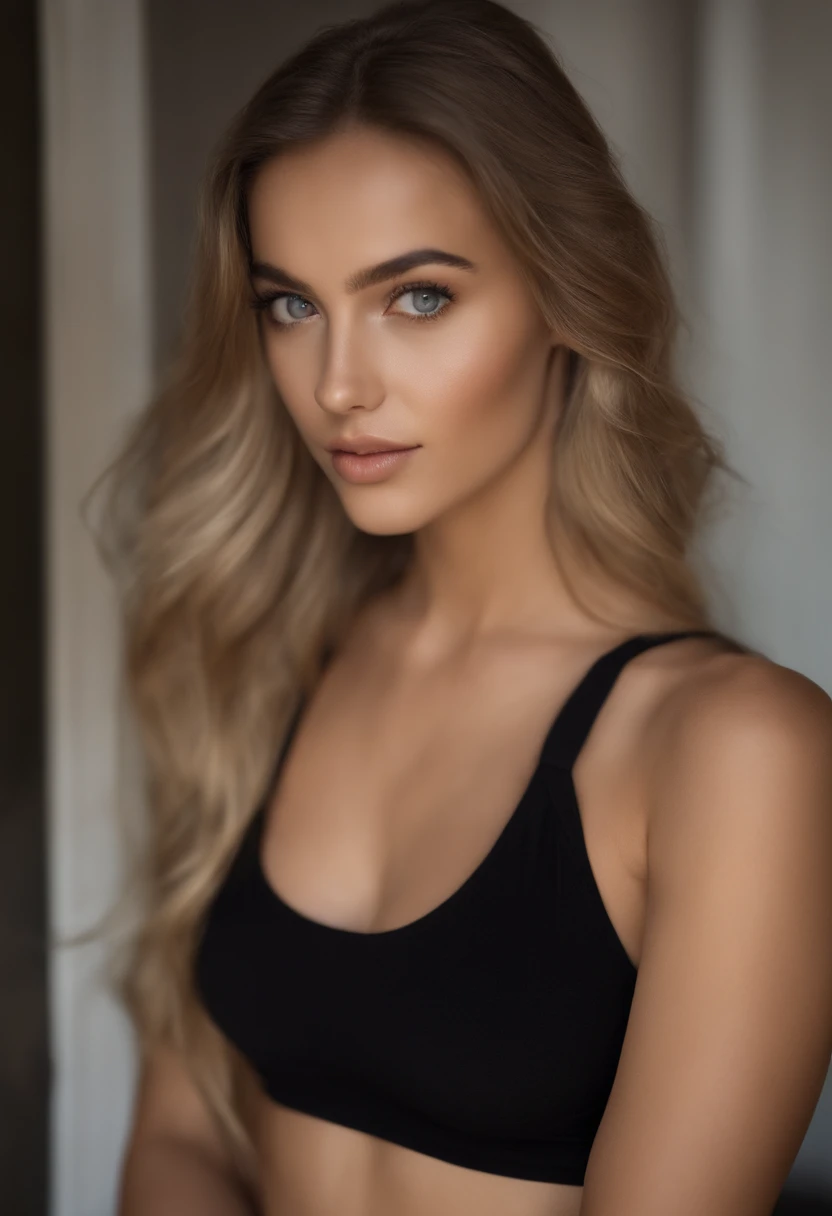 woman with matching tank top and panties, fille sexy aux yeux bleus, Portrait Sophie Mudd, Portrait de Corinna Kopf, cheveux blonds et grands yeux, selfie of a young woman, ohne Maquillage, maquillage naturel, Look directly into the camera, Visage avec Artgram, dezentes Maquillage, Superbe photo du corps entier, dans la chambre, gros seins, Blonde, Latin
