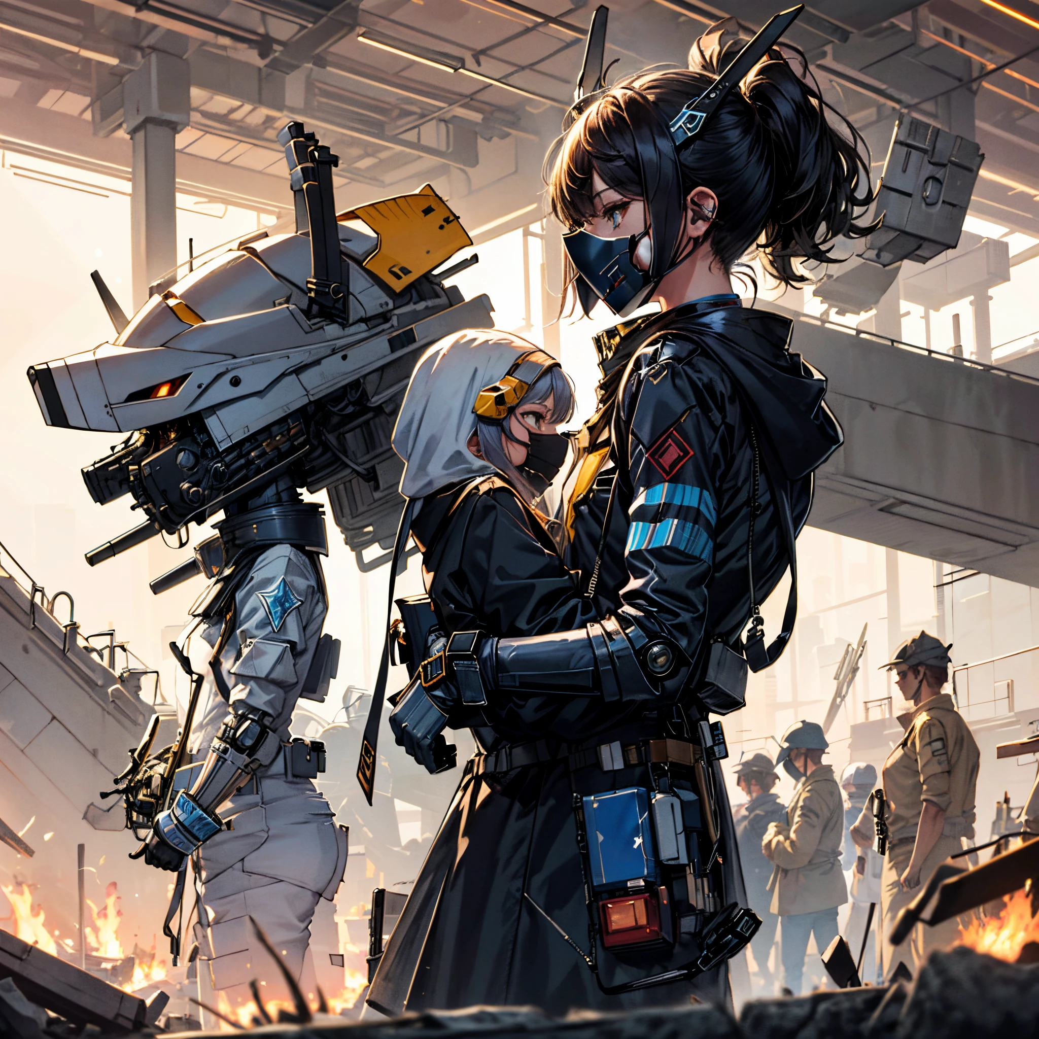 A mecha girl who hides her appearance by wearing a mask. The mask is forcibly removed by the enemy.completely naked raped