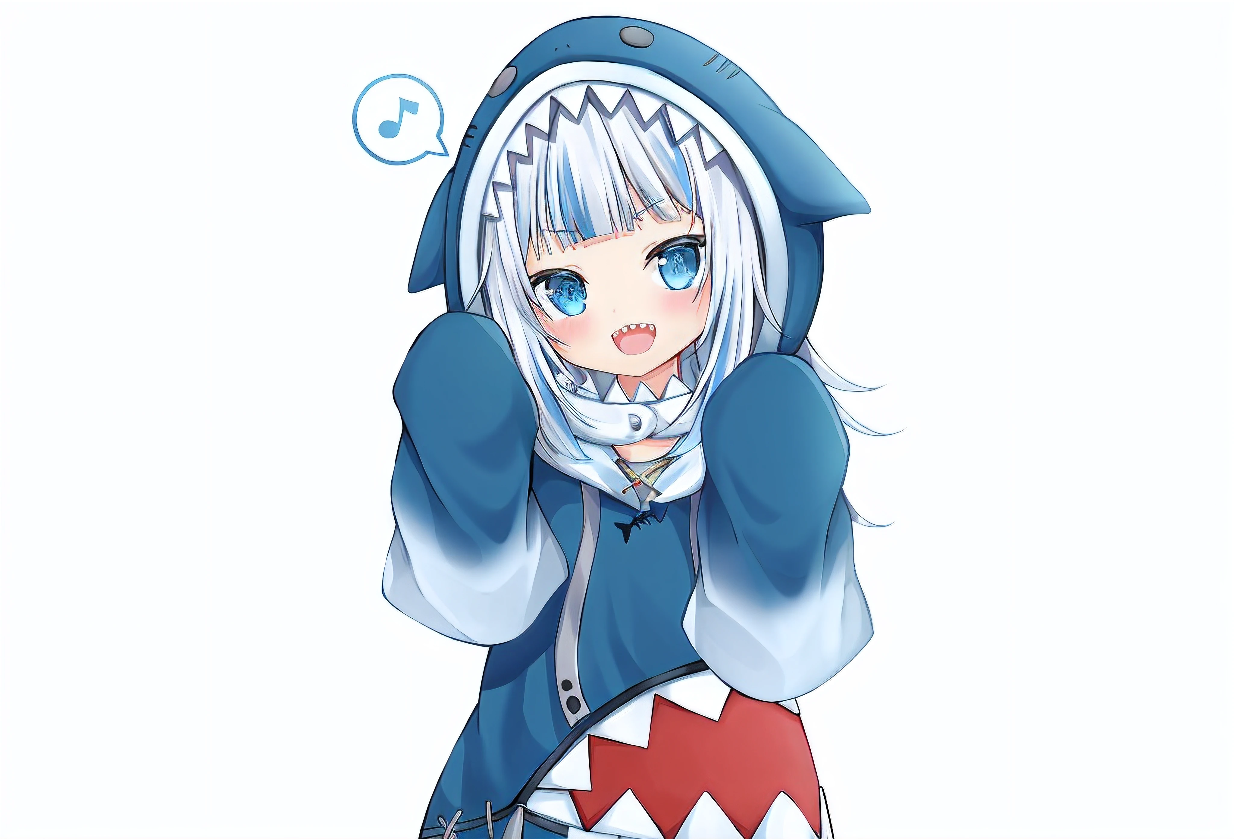 A girl in a blue hoodie, it has a shark tail, Nuclear Night, nyaluk mountain（Nyaluk Mountain Hotel）, fleet collection style, Cute Anime Girls, anime monster girl, (Anime Lady), anthropomorphic shark, Lolita aesthetics, Storm of Rimuru, Vivian, chubbiness, Lolita  girl, blue shark, Ceruno anime avatar, cute big breasts:2, (Best quality at best,4K,8K,A high resolution,tmasterpiece:1.2), ultra - detailed, (actual,realisticlying,Photorealistic:1.37), HighDynamicRange, hyper HD, Studio lighting, Ultra-fine painting, Focus sharp, physically-based renderingt, Extremely detailed description, professional, vivd colour, bokeh, sporty attire, animeaesthetic.