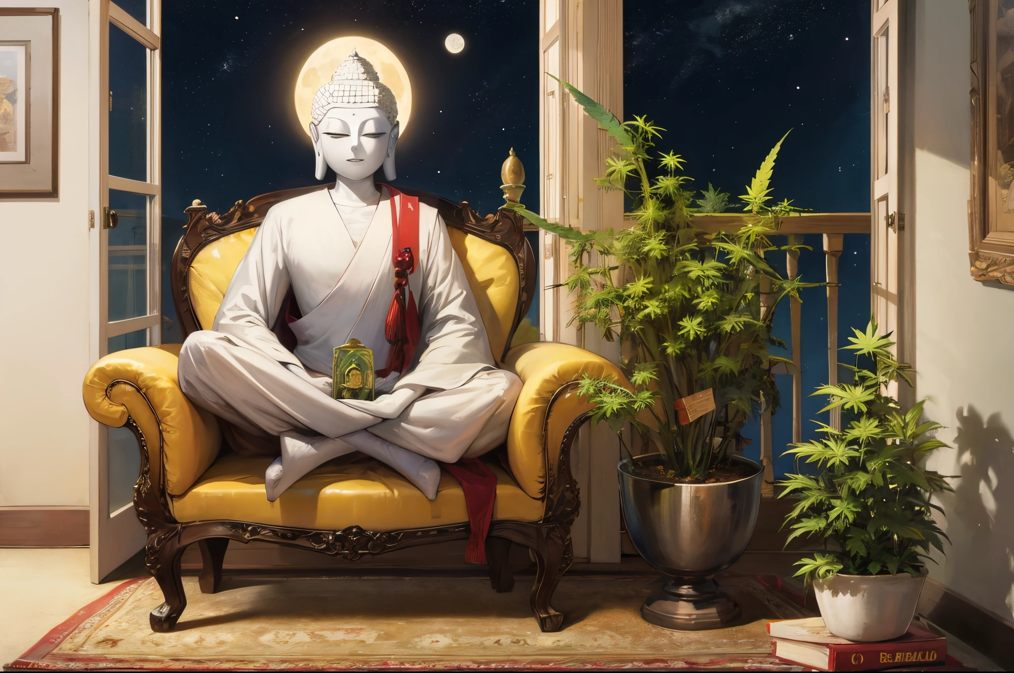 cannabis buddha moon
