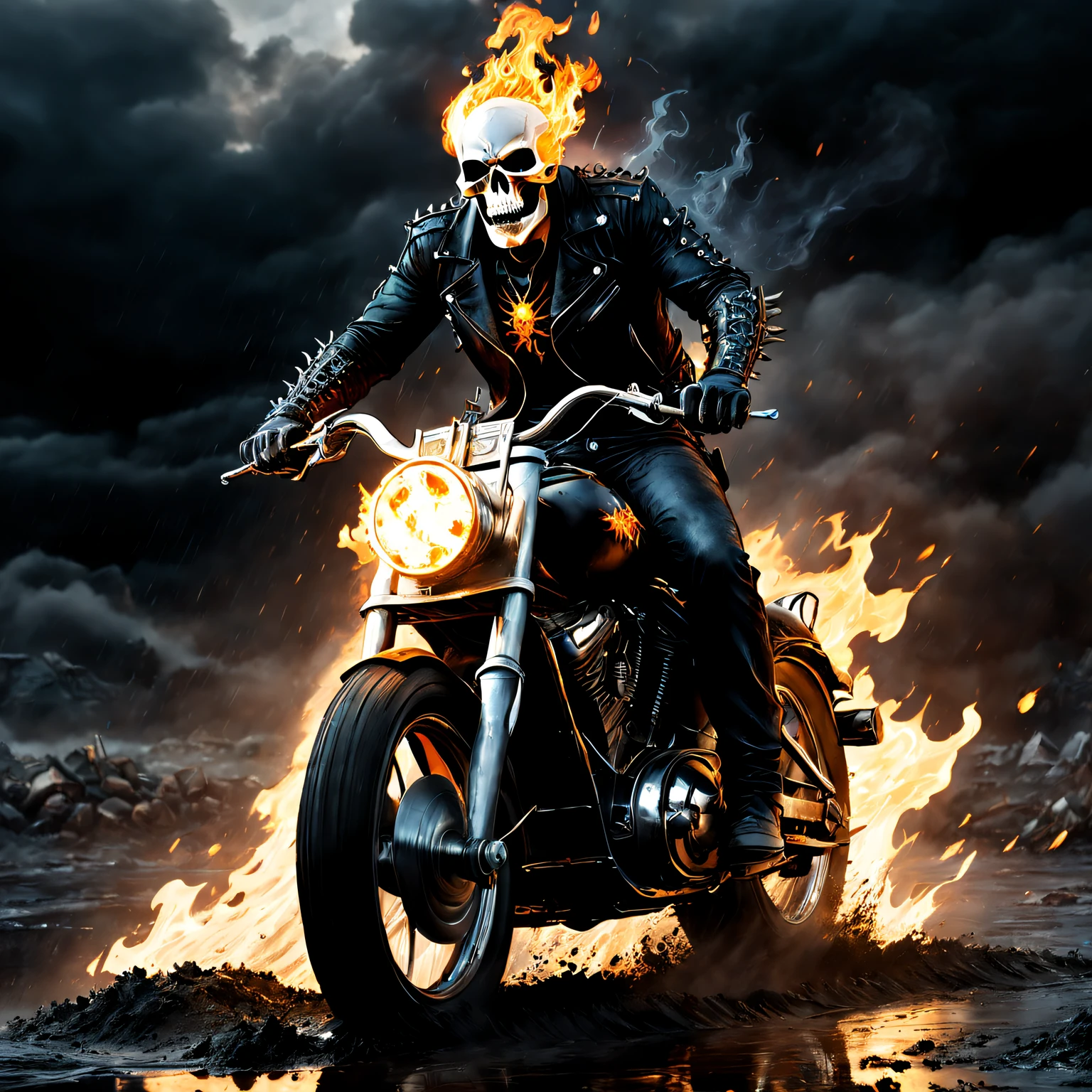 ghost rider surfing, yellow fire