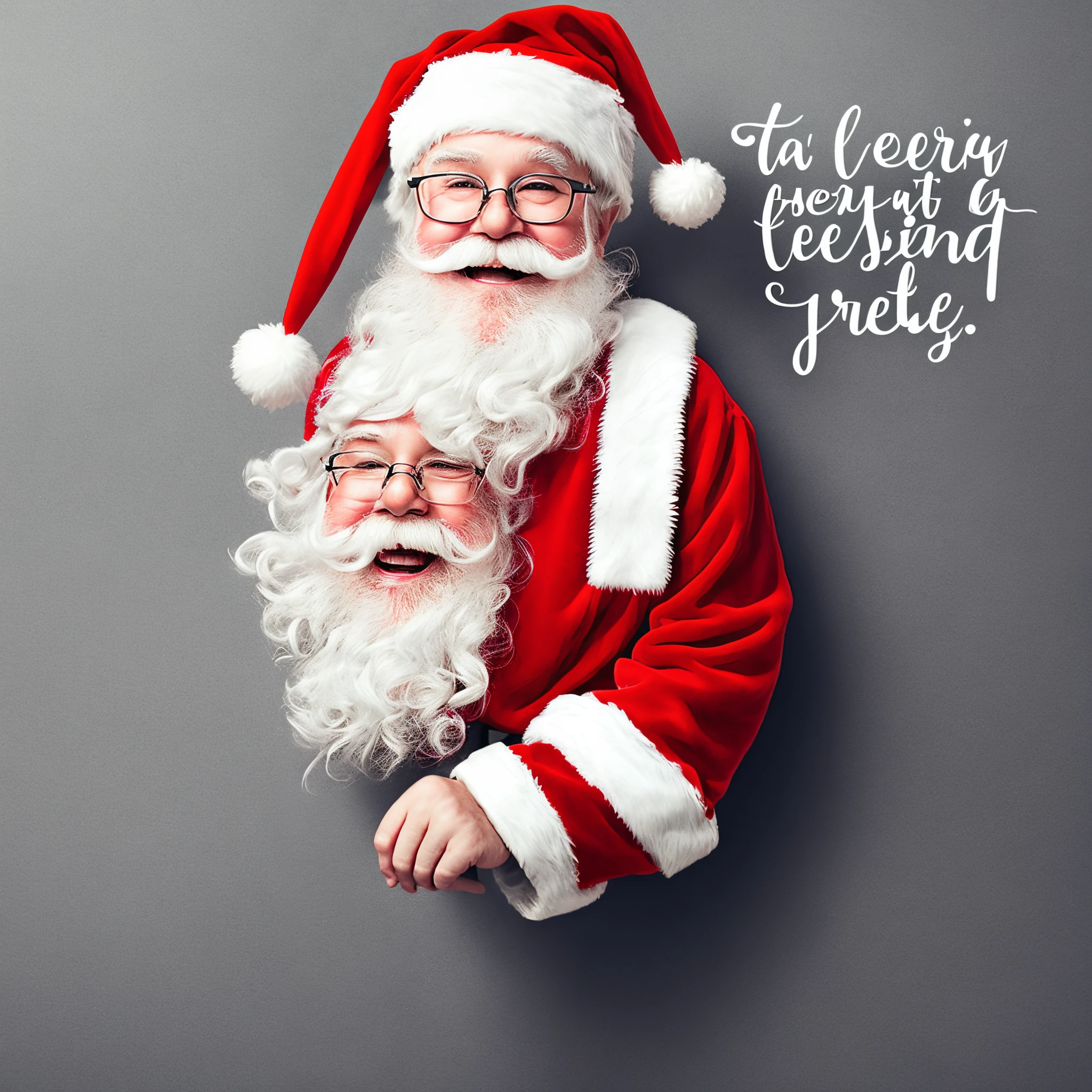 A cute santa with quote written , sharp/prickly , on a white background
