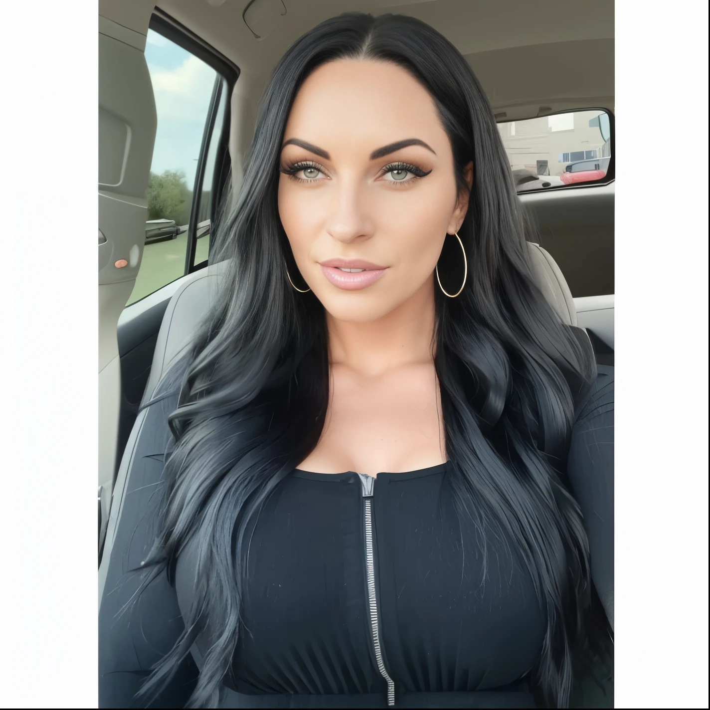 a woman with long black hair and a black top, kaitlyn michelle siragusa, female with long black hair, she has black hair, raven black hair, vannessa ives, dark hair and makeup, wavy long - length black hair, woman with black hair, long curvy black hair,dark black hair, long wavy black hair fake titts nipples cum on face and tits