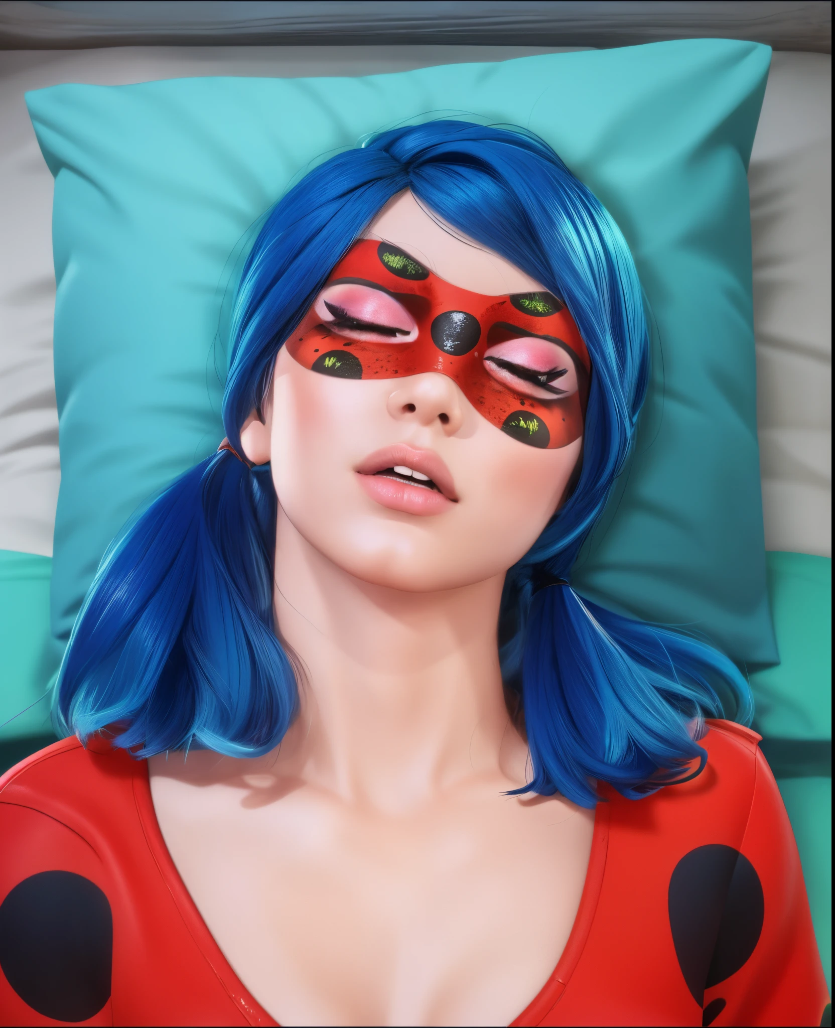 A photorealistic portrait of a realistic ladybug with a 3D effect, inspired by the animated series "Miraculous Ladybug". The ladybug should have vibrant colors and ultra-detailed features. The background should be a vivid and realistic representation of a natural environment, with flowers and leaves that complement the ladybug. The lighting should be soft and natural, creating a warm and inviting atmosphere. The overall quality of the image should be the best, with a resolution of 4K or higher.