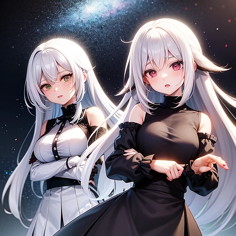 anime girls, Kapuze auf, White hair