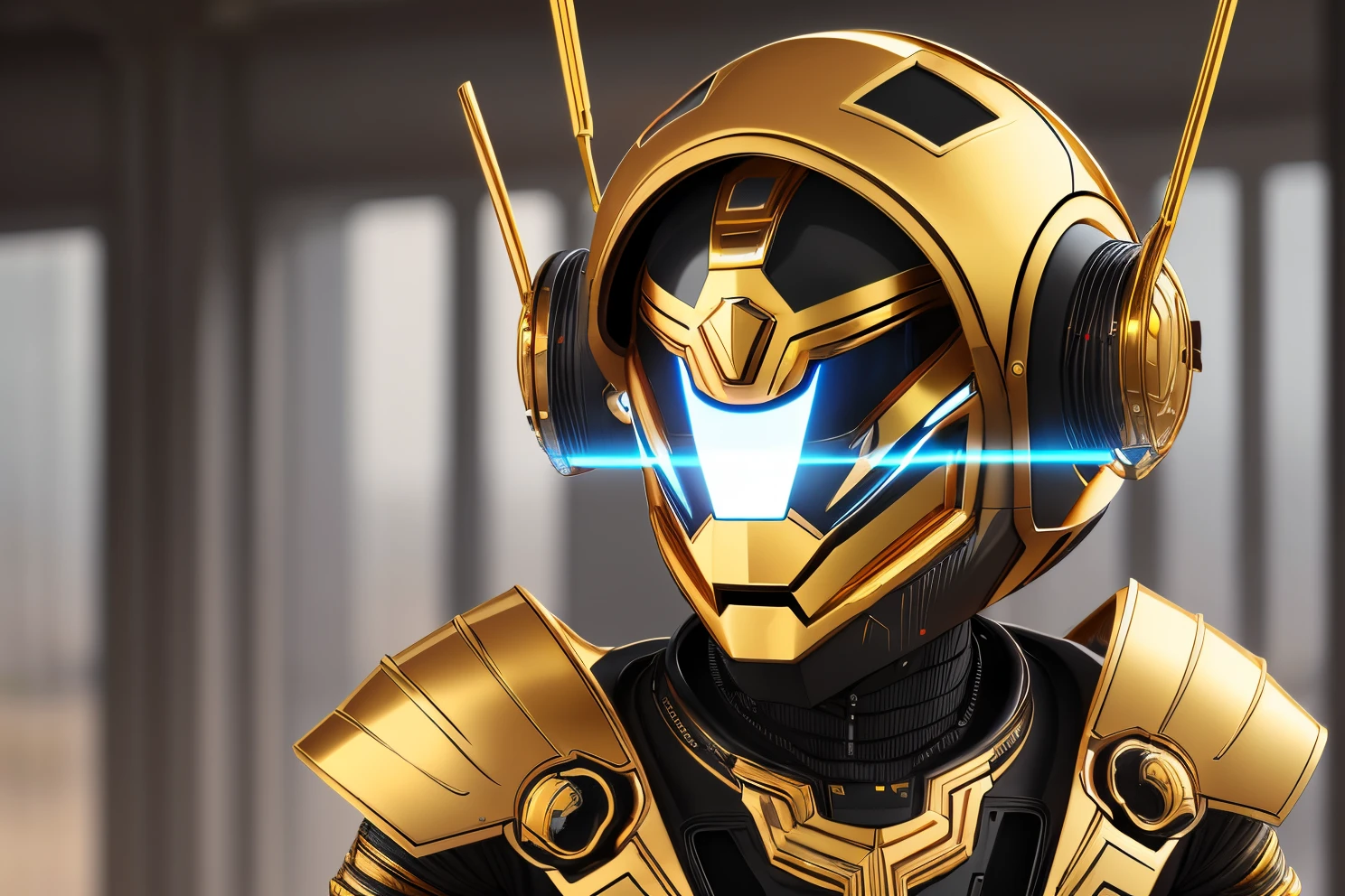 TECHNOLOGICAL PUNK CYBER ROBOT WITH SHINY GOLD ARMOR, 8K --auto --s2