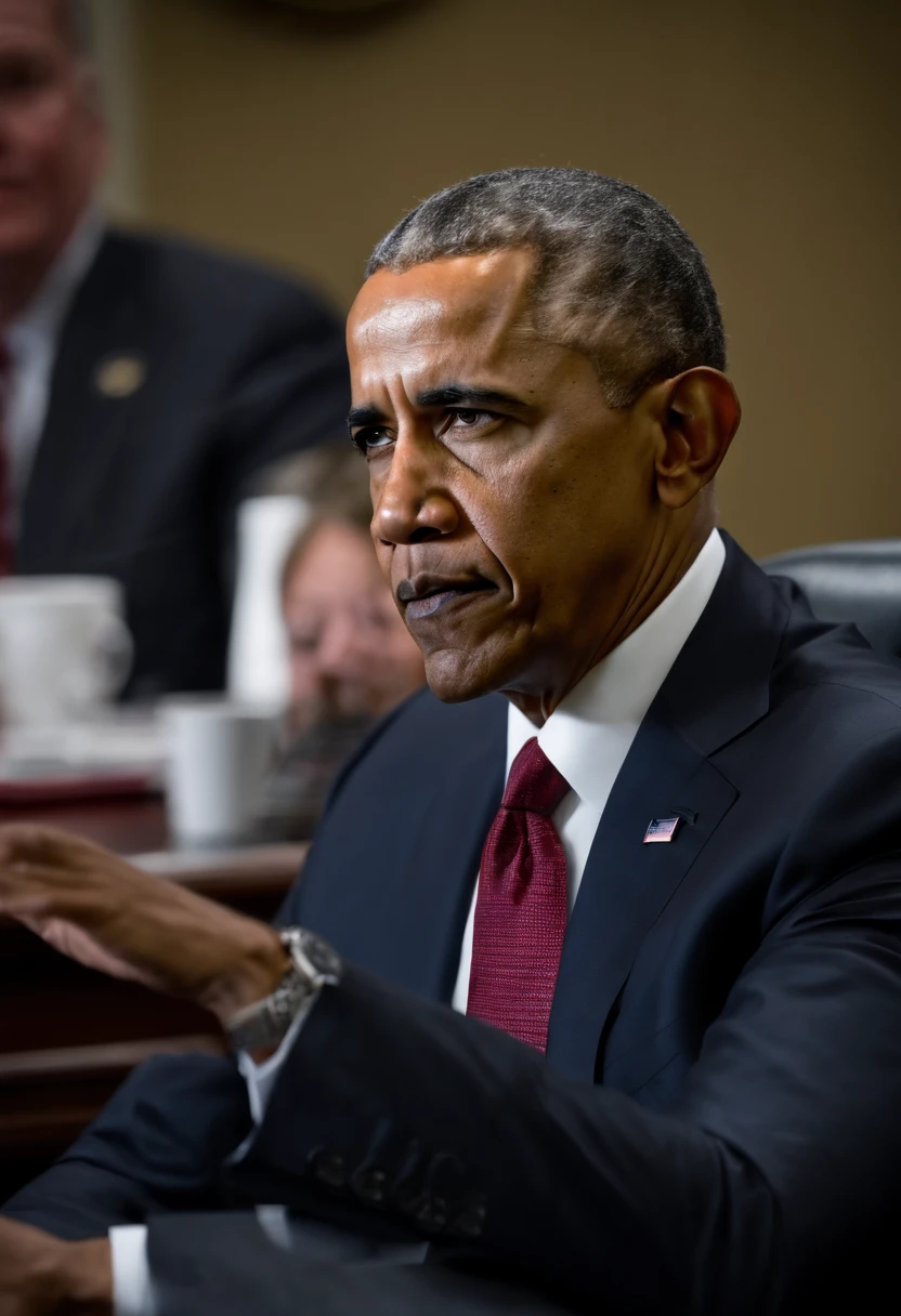 A photo of the president participating in a cybersecurity briefing,original,Barack Obama, male