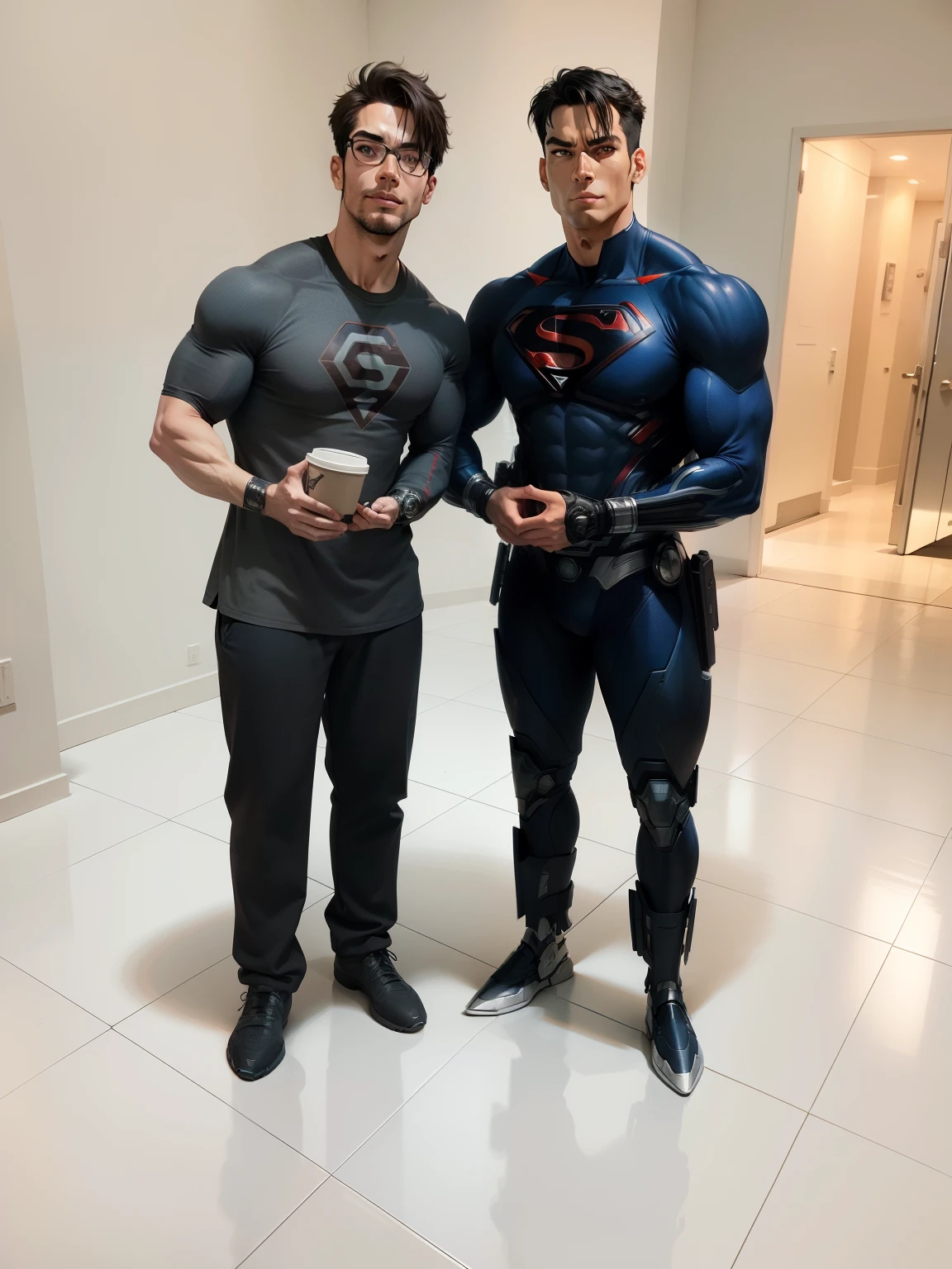 Fusion of Cyborg and Superman, Super well done, correct anatomy, super detailed, no mistakes, masterpiece, Cyborg, Superman