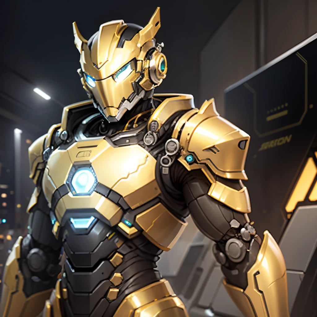 TECH CYBER ROBOT WITH SHINY GOLD ARMOR FULL INNER BODY, 8K --auto --s2