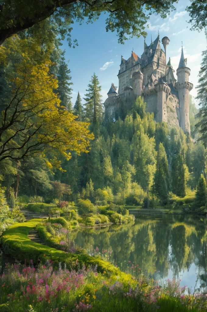 Fairytale castle in the forest