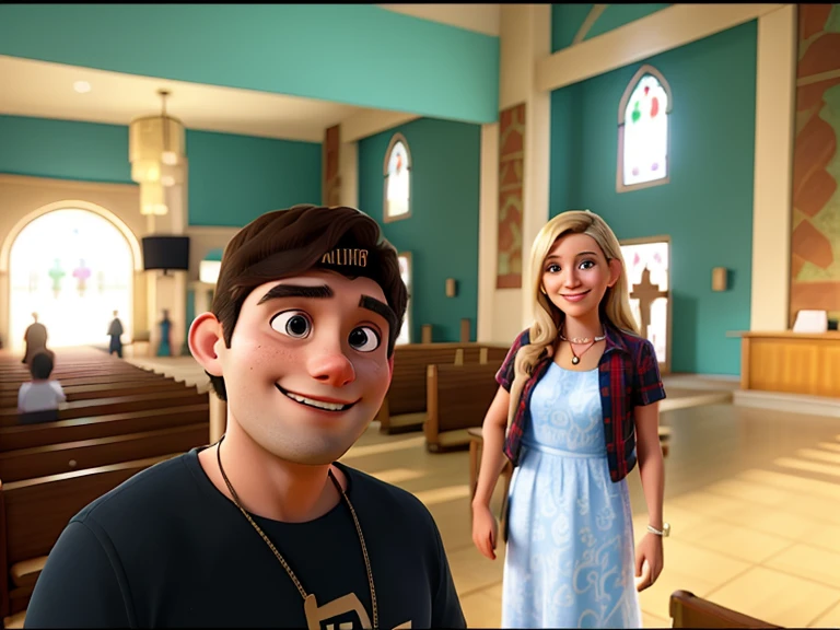 there are two people standing in a church together, photo taken in 2 0 2 0, in church, john jude palencar, in this church interior, facebook post, couple, with backdrop of god rays, leaked photo, facebook, ney matogrosso with malice, taken in the early 2020s