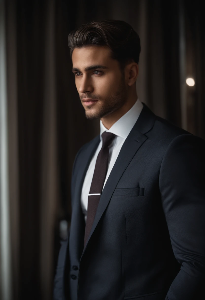 Alphad man in suit ,24 years of age, wearing a suit and a tie, wearing a suit and a tie, subject detail: wear suit, Wearing a suit and tie, dressed in a suit, dressed in a suit, wear suit, wearing robes and neckties, Suit and tie, wear suit, wearing a strict business suit, wearing black suits