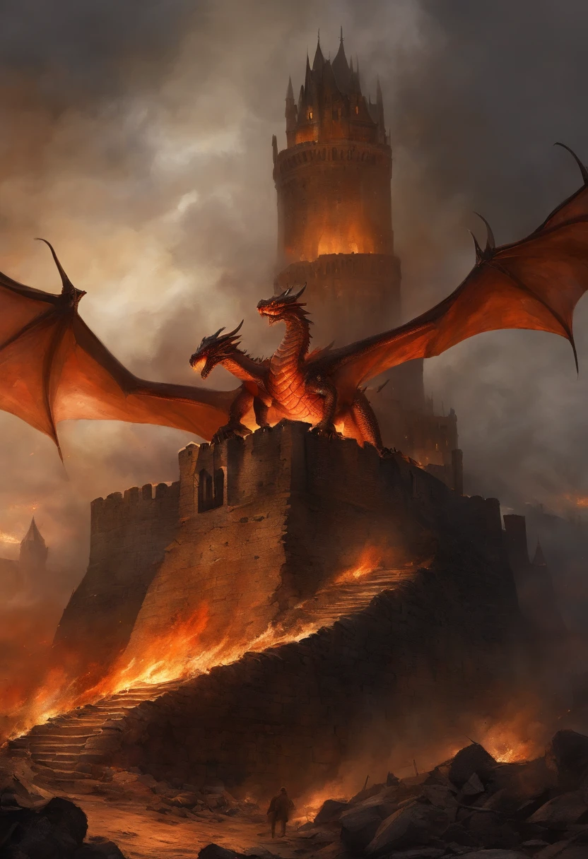 anthill on fire with a dragon