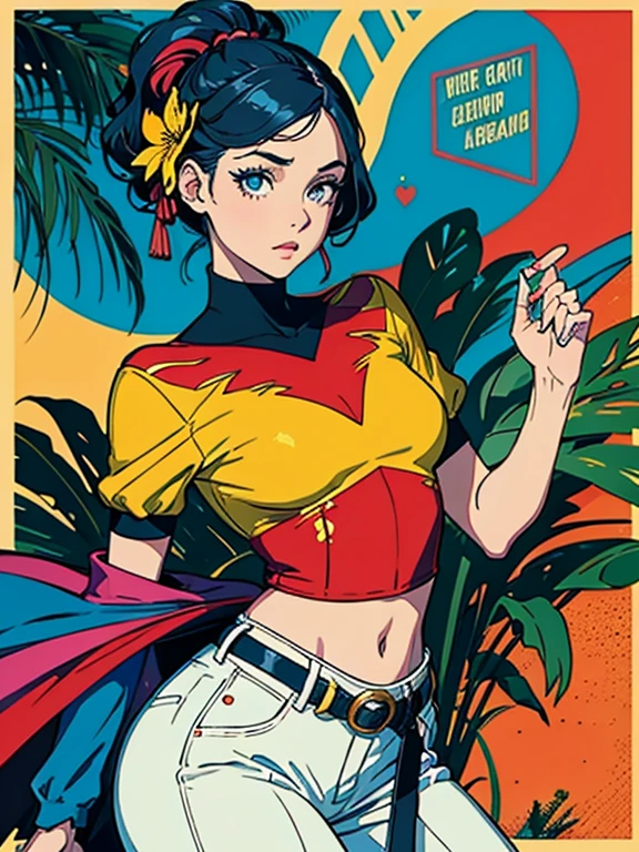 Criar arte digital no estilo Pop Art, Apresentando um gato vibrante e confiante,moda de rua, esquema de cores do filme, Rodeado por motivos de flores vintage, Pinceladas vibrantes,Emotions Should Be Dynamic, dorso, desenho, illustration, escala cinza, tropical, muitas flores,